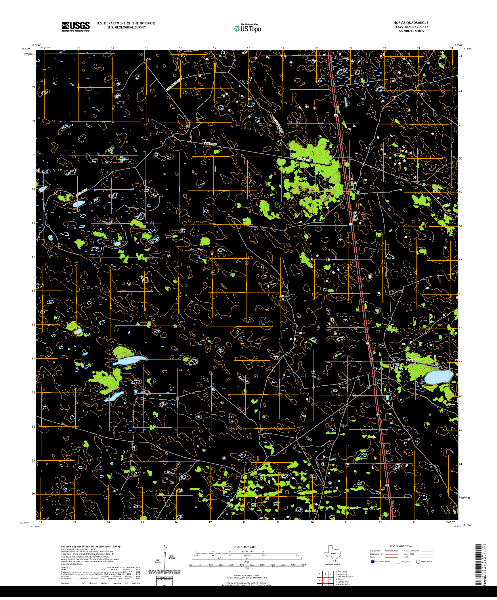 US TOPO 7.5-MINUTE MAP FOR NORIAS, TX