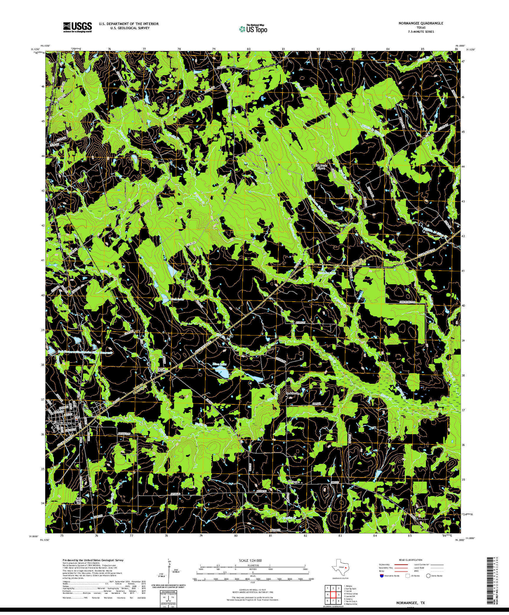 US TOPO 7.5-MINUTE MAP FOR NORMANGEE, TX