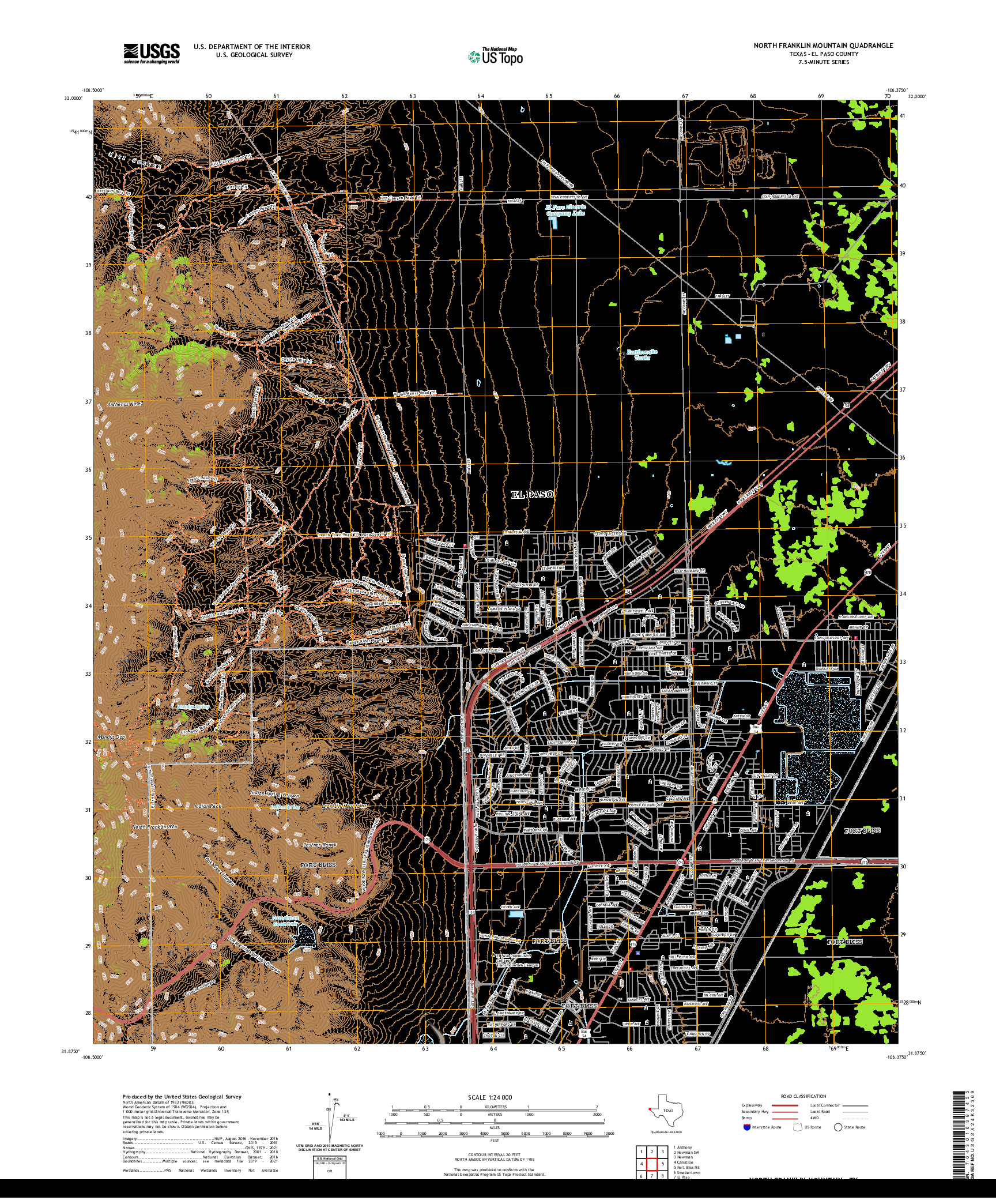 US TOPO 7.5-MINUTE MAP FOR NORTH FRANKLIN MOUNTAIN, TX