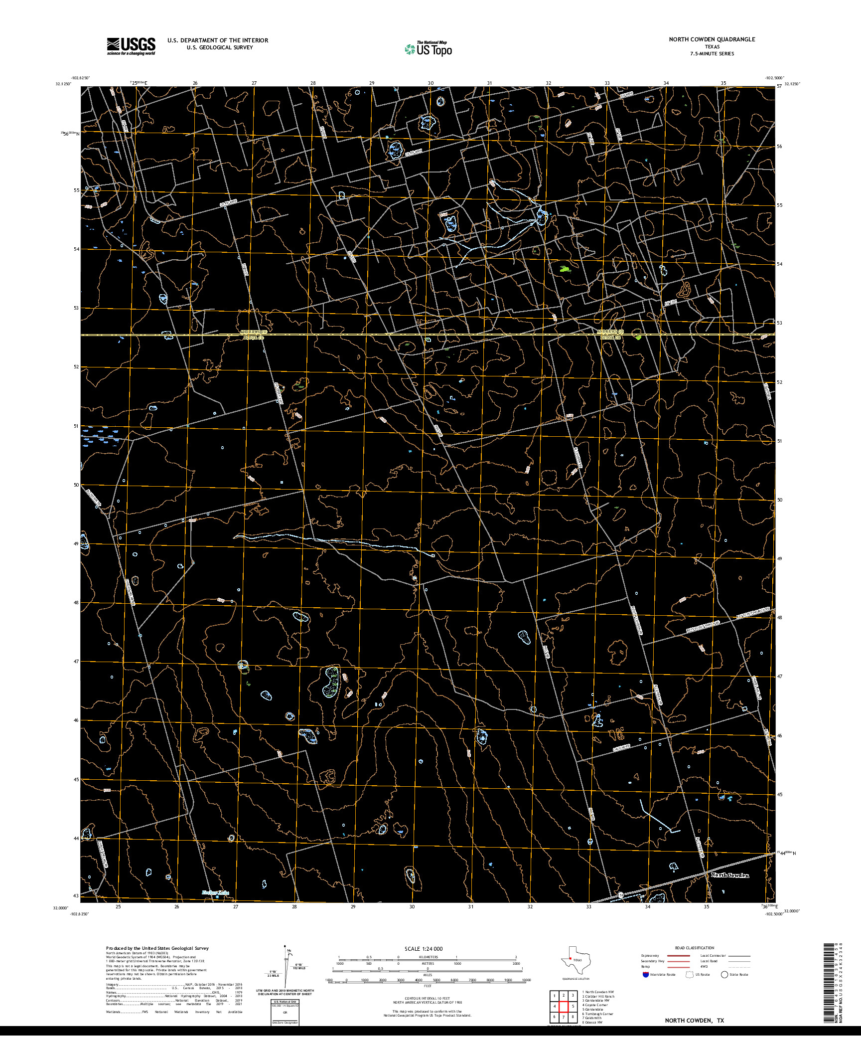 US TOPO 7.5-MINUTE MAP FOR NORTH COWDEN, TX