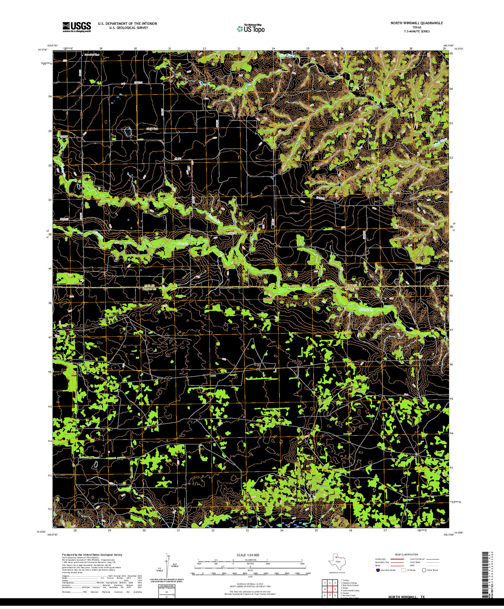 US TOPO 7.5-MINUTE MAP FOR NORTH WINDMILL, TX