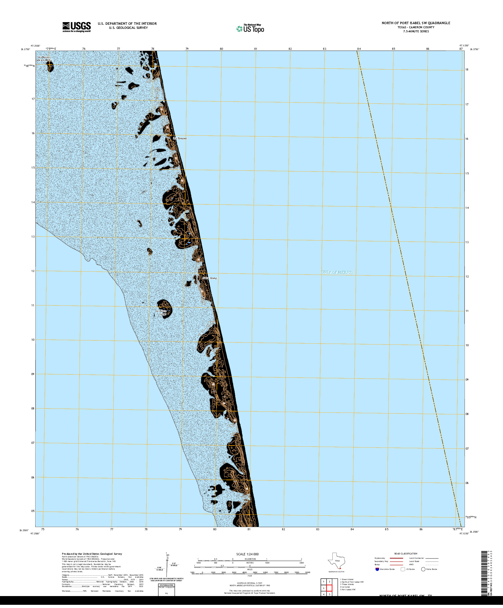 US TOPO 7.5-MINUTE MAP FOR NORTH OF PORT ISABEL SW, TX