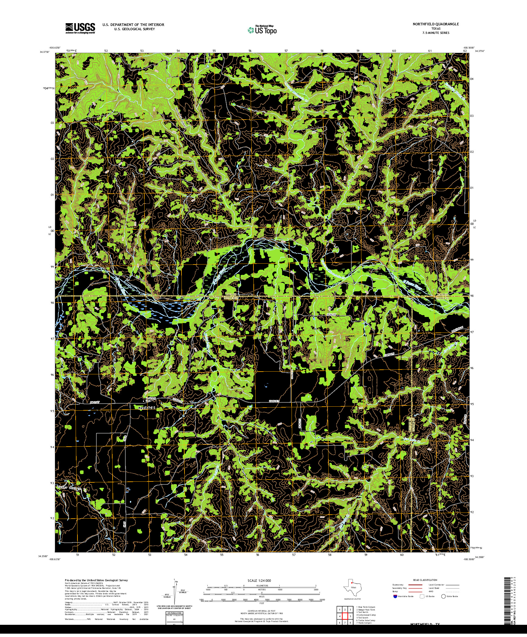 US TOPO 7.5-MINUTE MAP FOR NORTHFIELD, TX