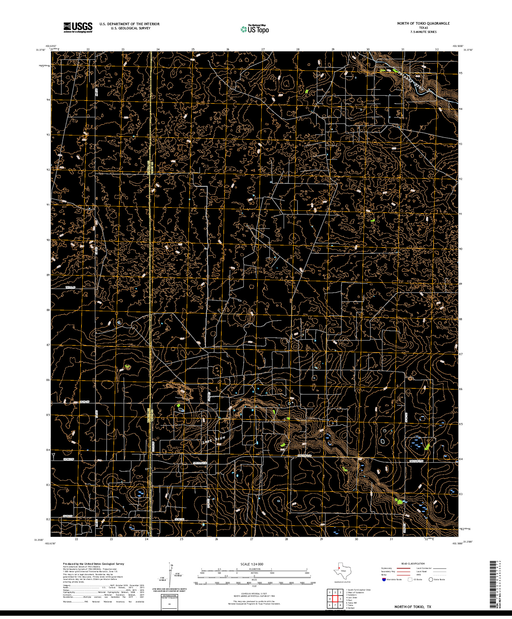 US TOPO 7.5-MINUTE MAP FOR NORTH OF TOKIO, TX