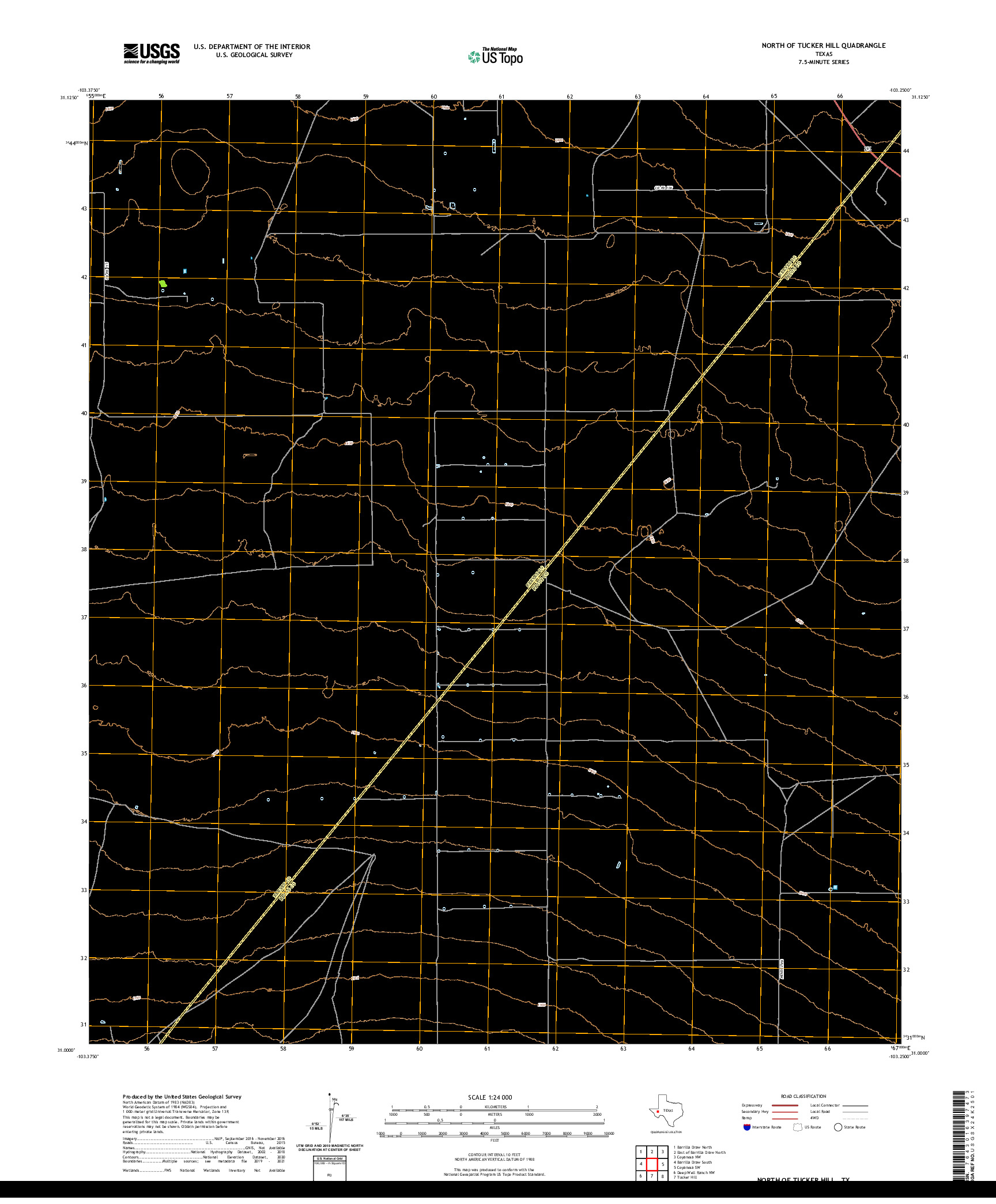 US TOPO 7.5-MINUTE MAP FOR NORTH OF TUCKER HILL, TX