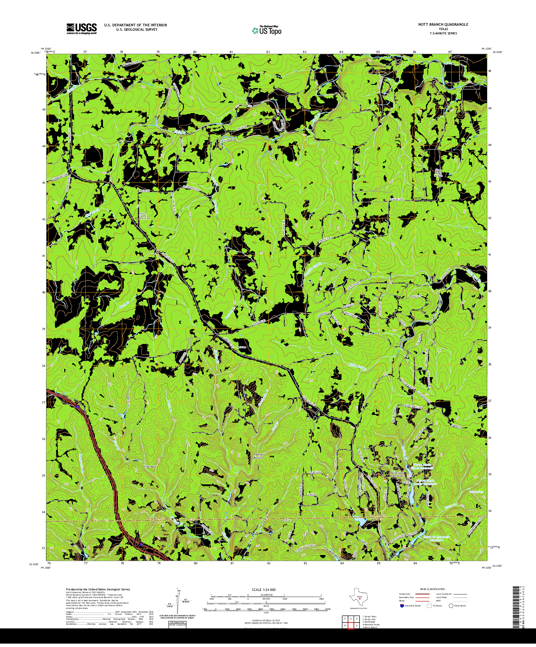 US TOPO 7.5-MINUTE MAP FOR NOTT BRANCH, TX