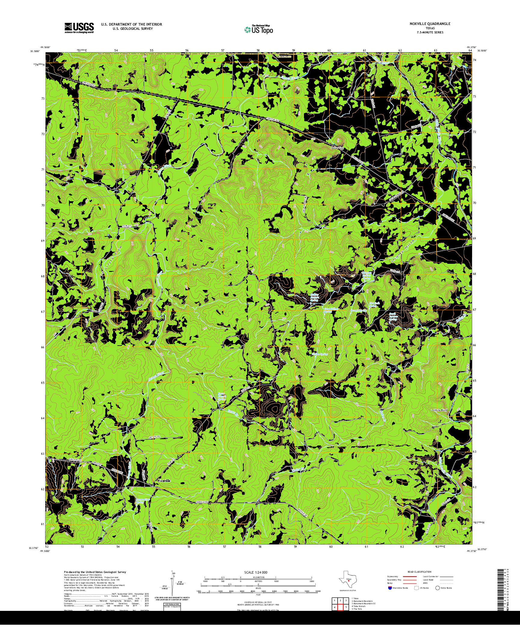 US TOPO 7.5-MINUTE MAP FOR NOXVILLE, TX