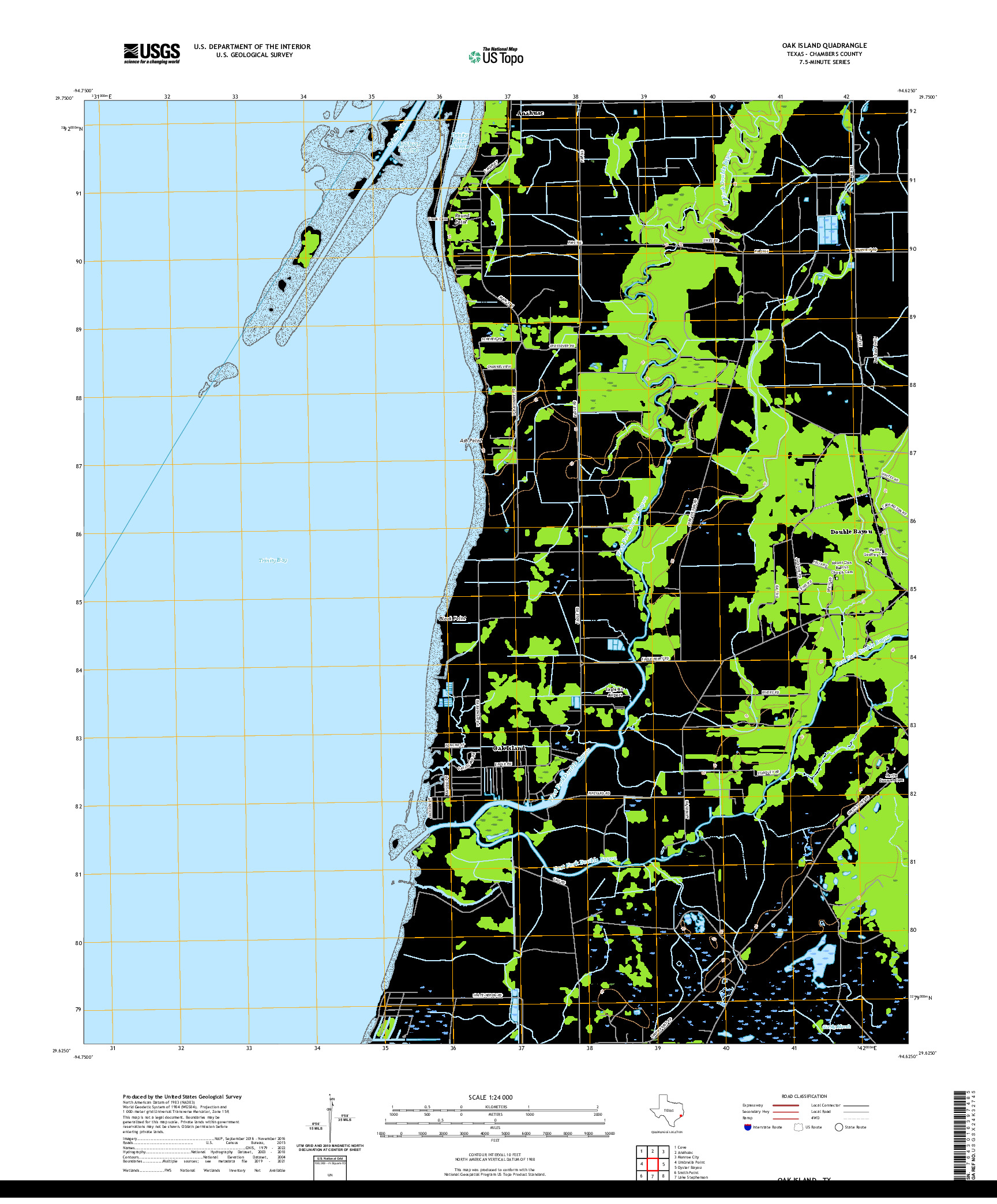 US TOPO 7.5-MINUTE MAP FOR OAK ISLAND, TX