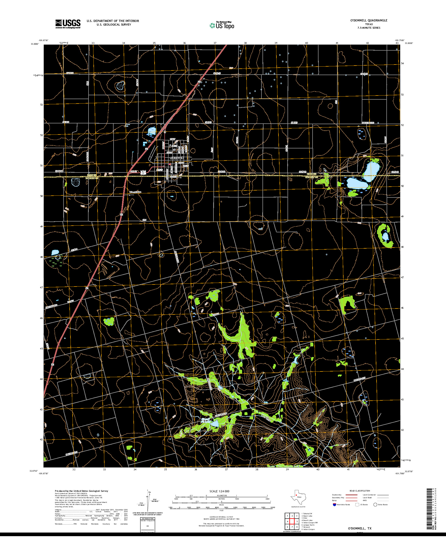 US TOPO 7.5-MINUTE MAP FOR O'DONNELL, TX