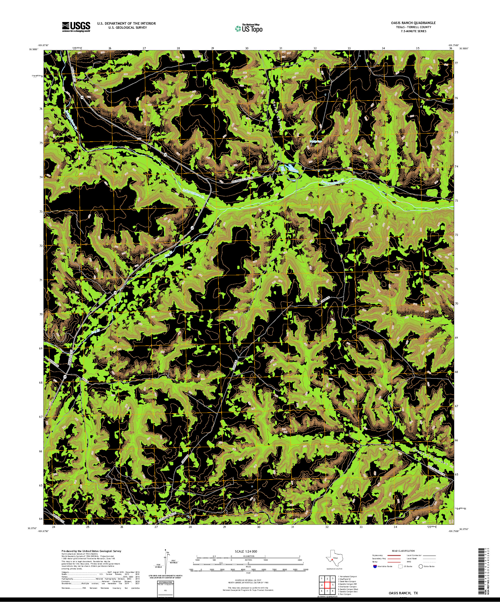 US TOPO 7.5-MINUTE MAP FOR OASIS RANCH, TX