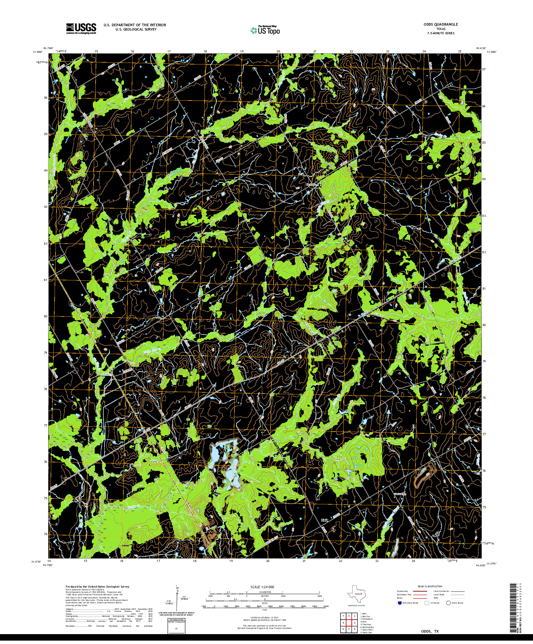 US TOPO 7.5-MINUTE MAP FOR ODDS, TX