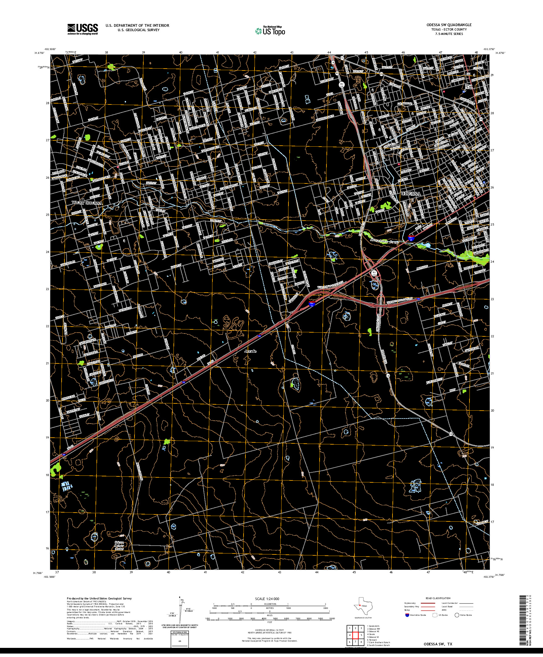 US TOPO 7.5-MINUTE MAP FOR ODESSA SW, TX