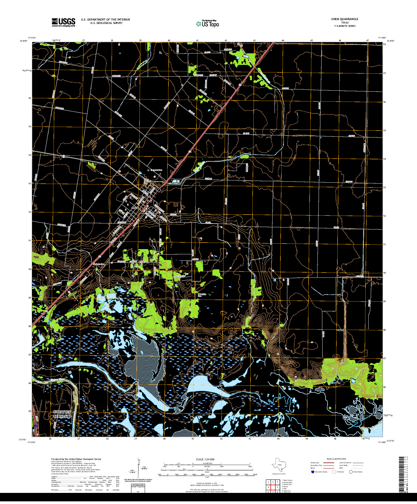 US TOPO 7.5-MINUTE MAP FOR ODEM, TX