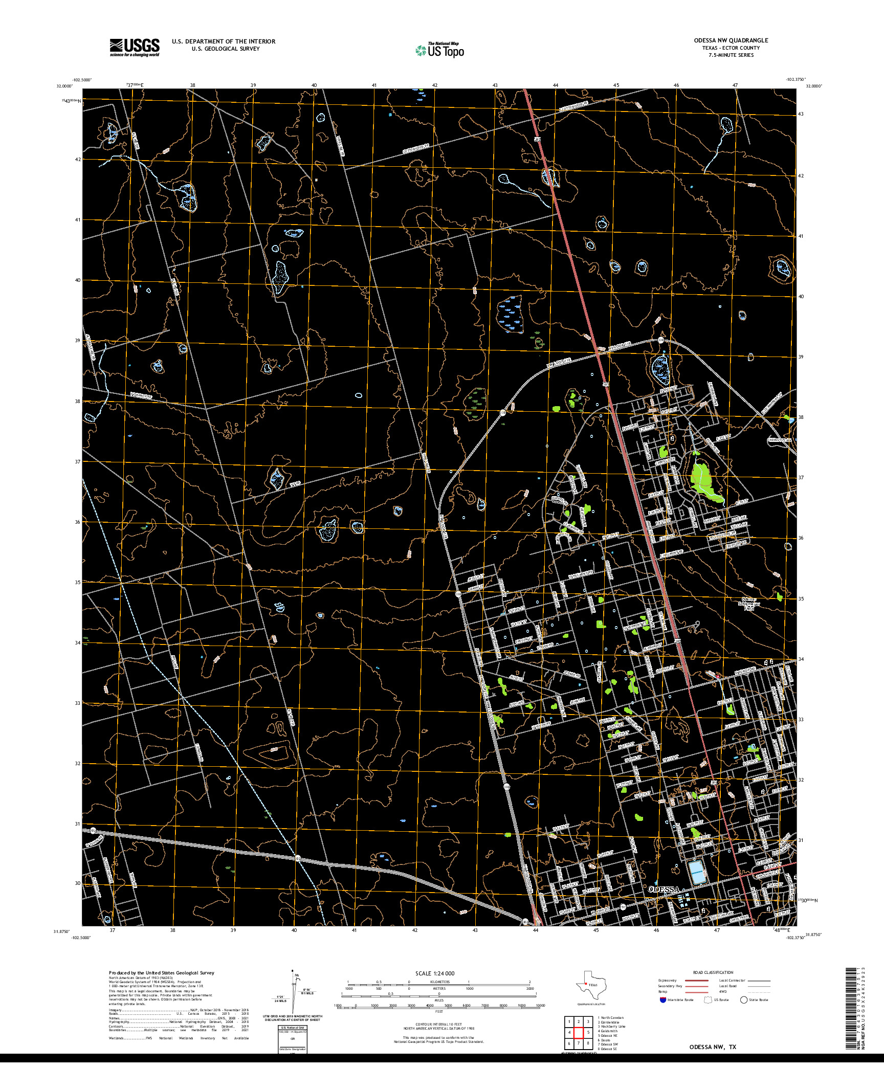 US TOPO 7.5-MINUTE MAP FOR ODESSA NW, TX