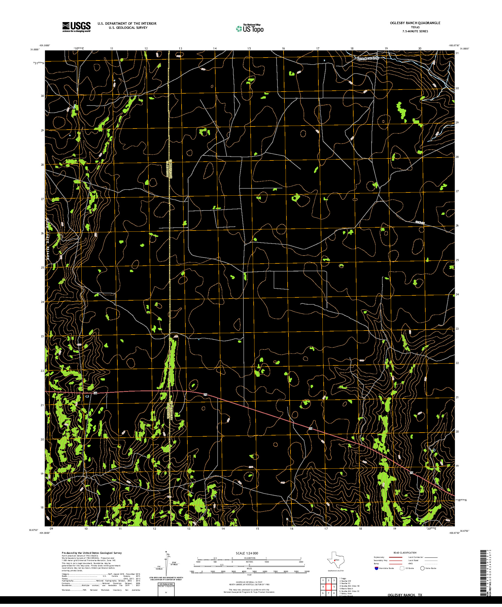 US TOPO 7.5-MINUTE MAP FOR OGLESBY RANCH, TX