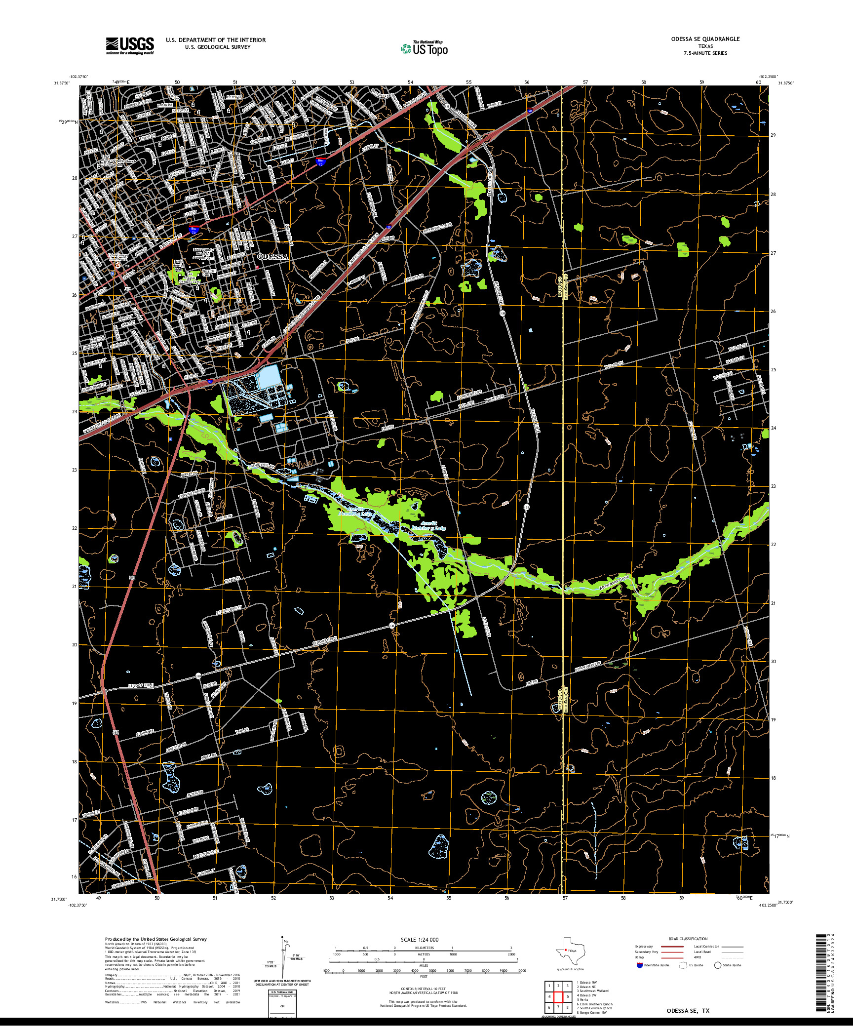 US TOPO 7.5-MINUTE MAP FOR ODESSA SE, TX