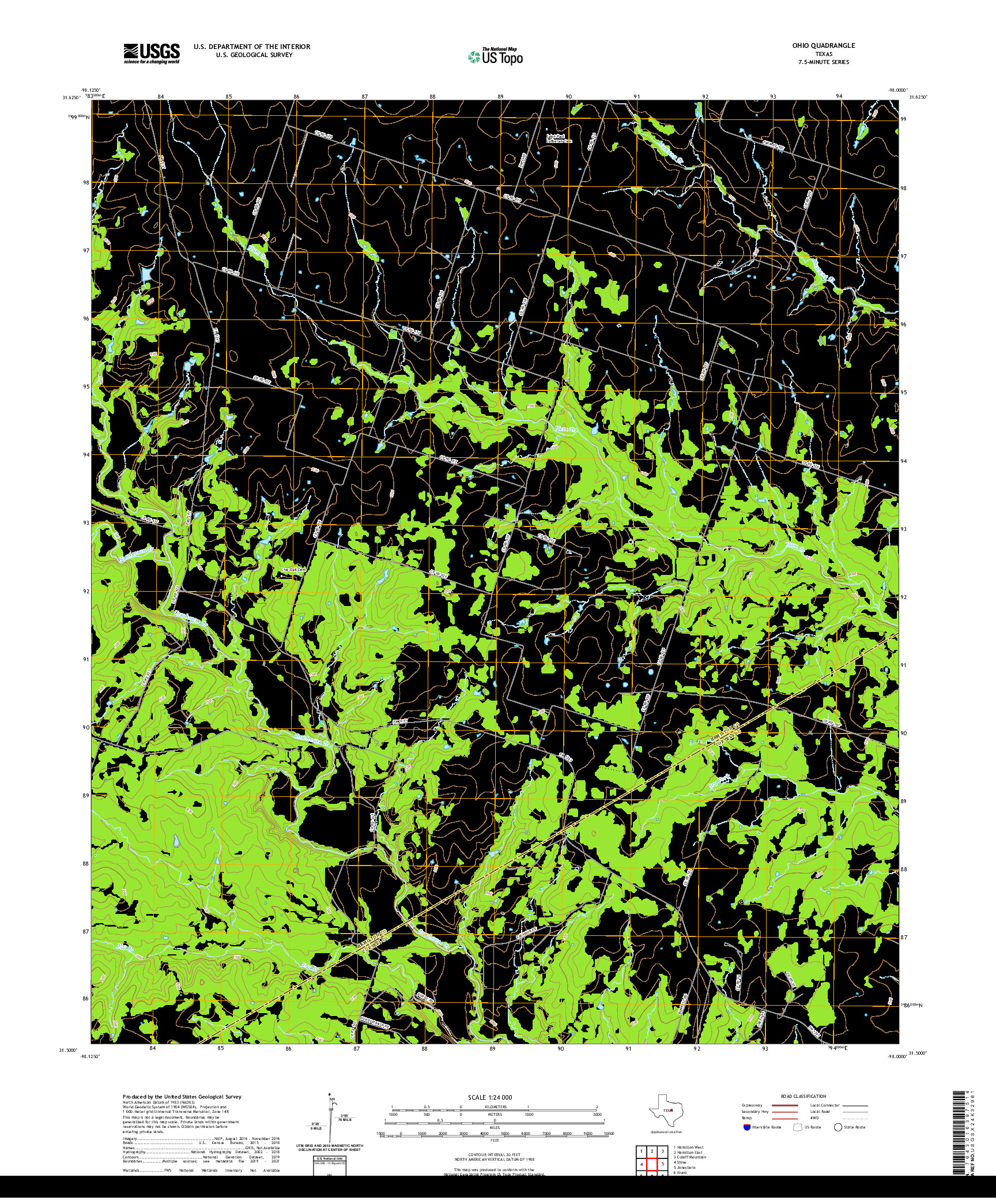 US TOPO 7.5-MINUTE MAP FOR OHIO, TX