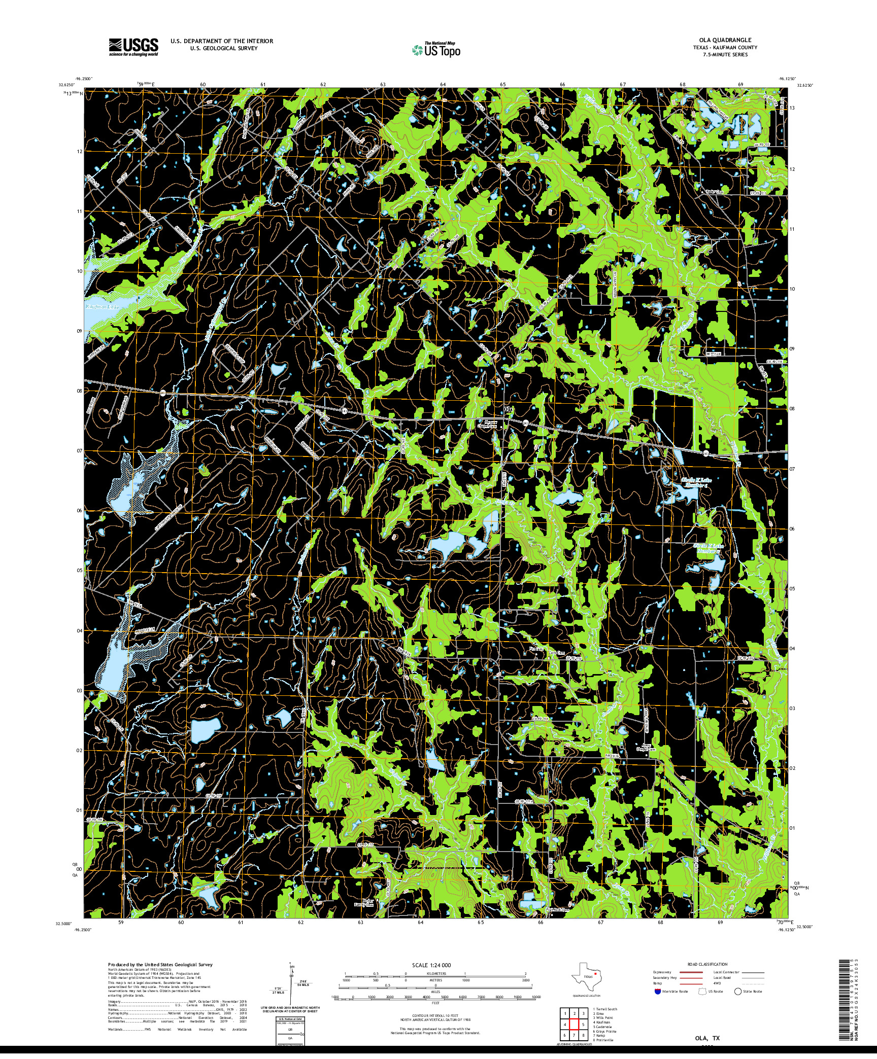 US TOPO 7.5-MINUTE MAP FOR OLA, TX