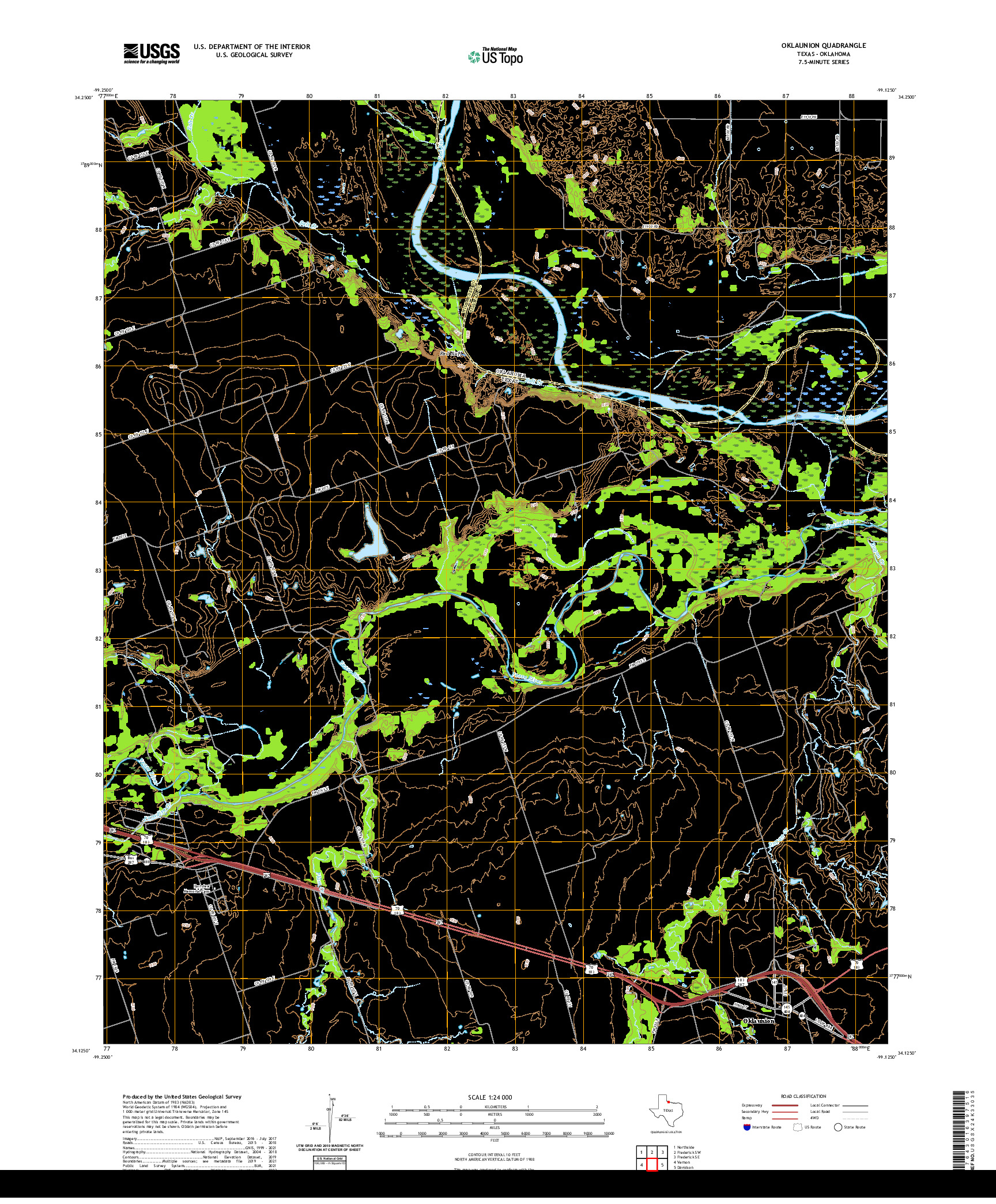 US TOPO 7.5-MINUTE MAP FOR OKLAUNION, TX,OK