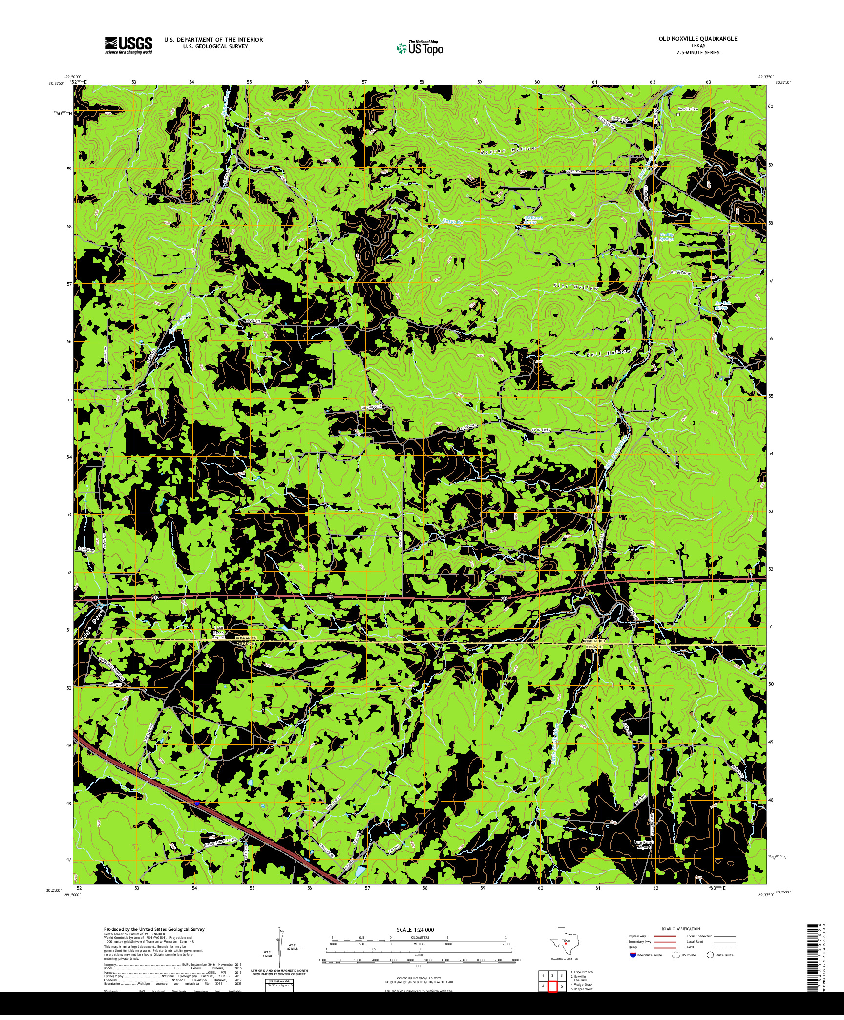 US TOPO 7.5-MINUTE MAP FOR OLD NOXVILLE, TX