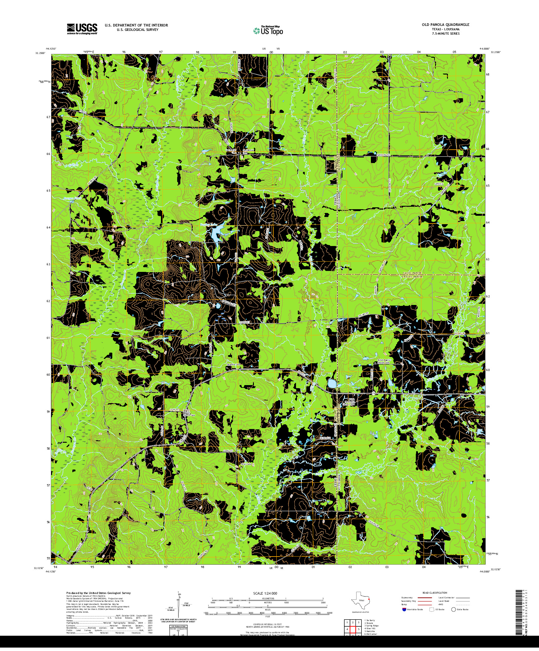 US TOPO 7.5-MINUTE MAP FOR OLD PANOLA, TX,LA