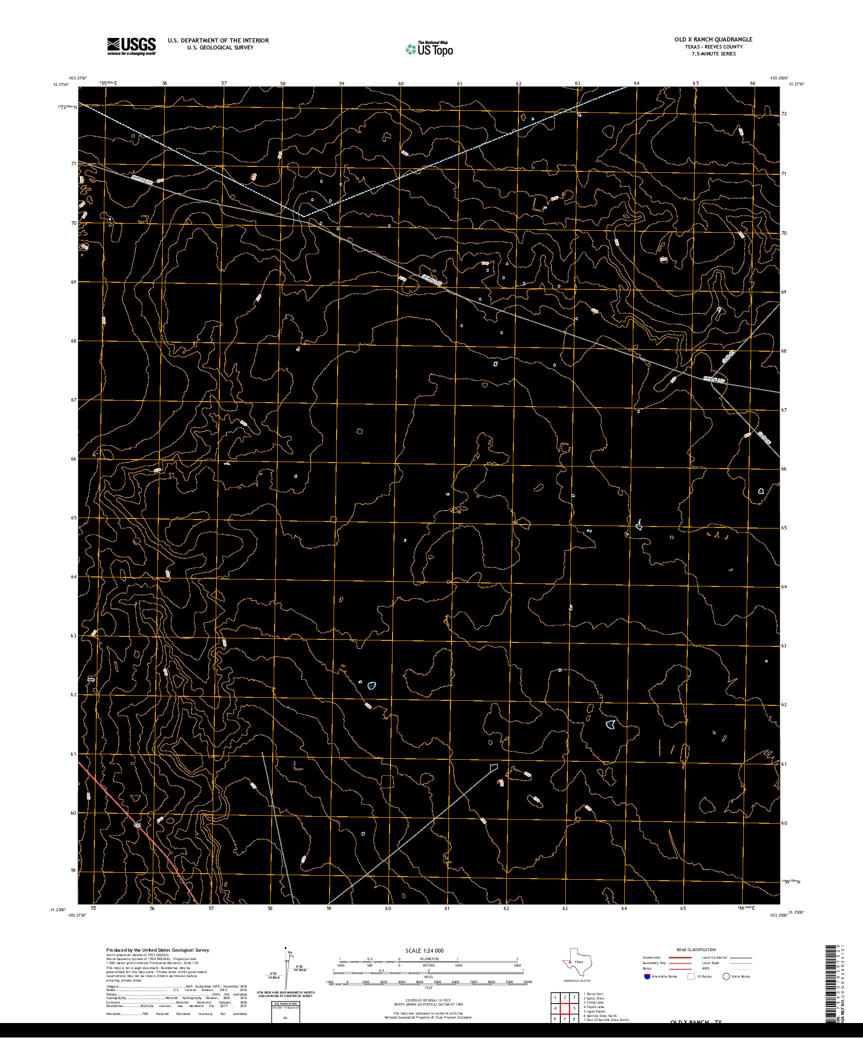 US TOPO 7.5-MINUTE MAP FOR OLD X RANCH, TX