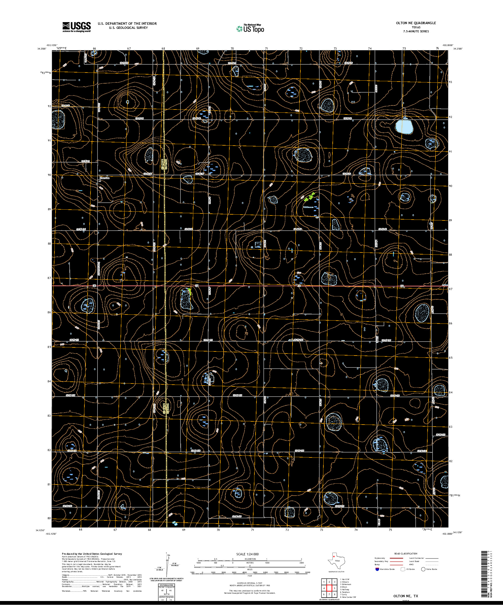 US TOPO 7.5-MINUTE MAP FOR OLTON NE, TX