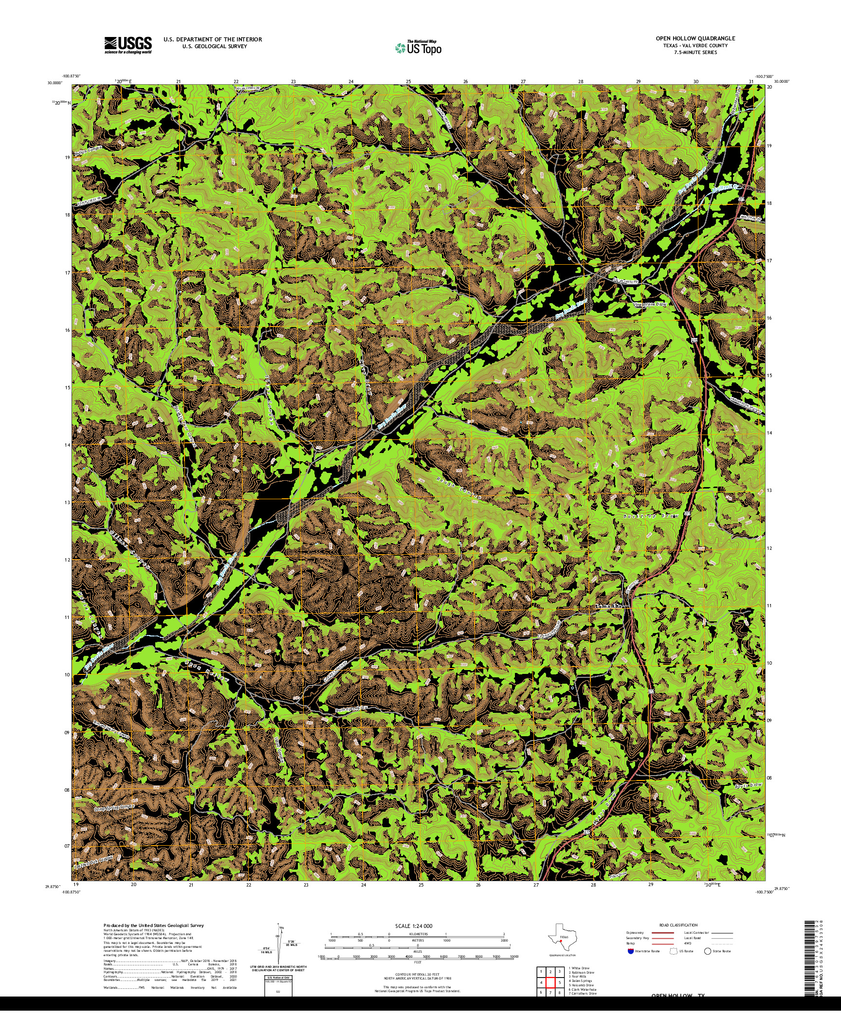 US TOPO 7.5-MINUTE MAP FOR OPEN HOLLOW, TX