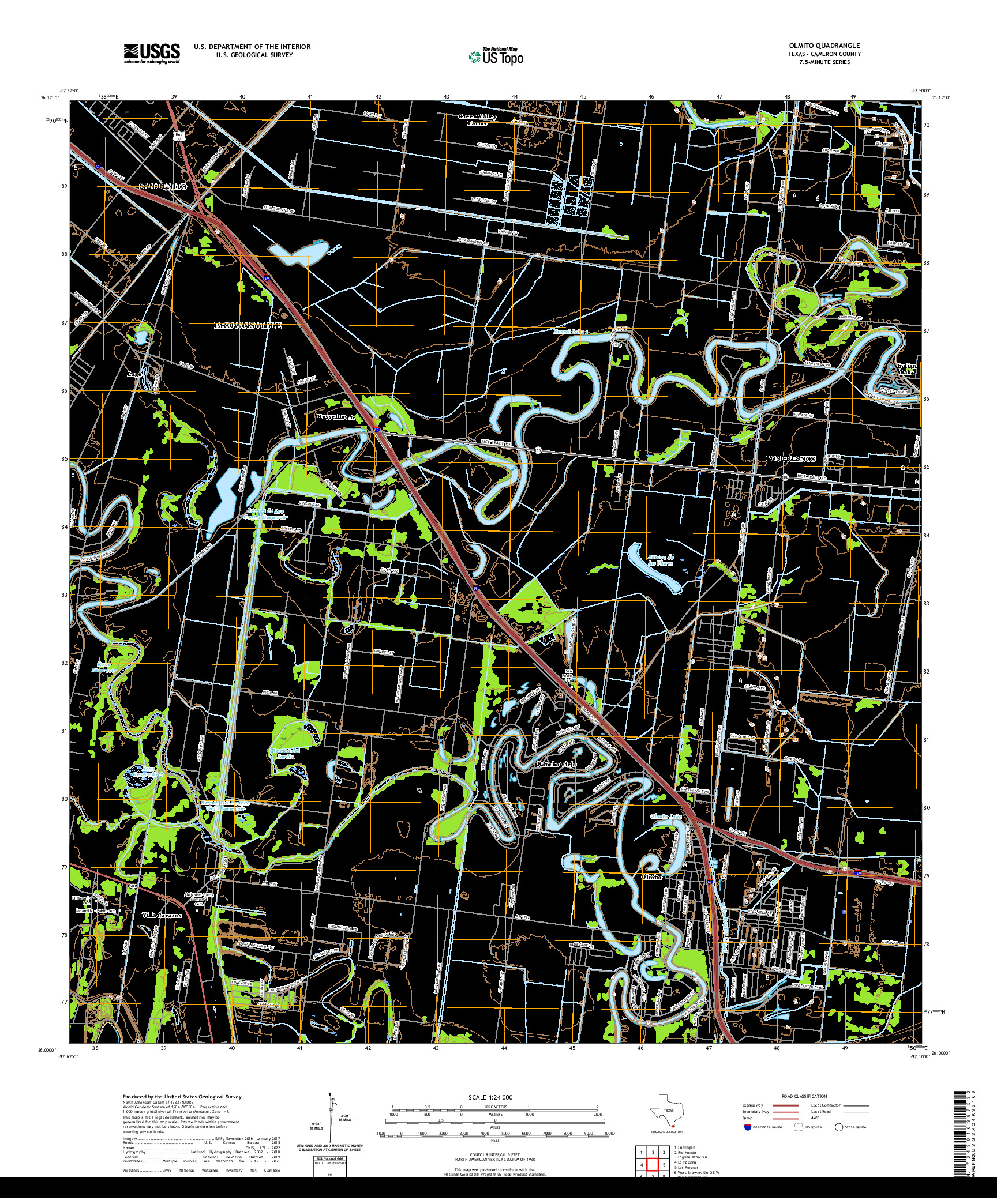 US TOPO 7.5-MINUTE MAP FOR OLMITO, TX