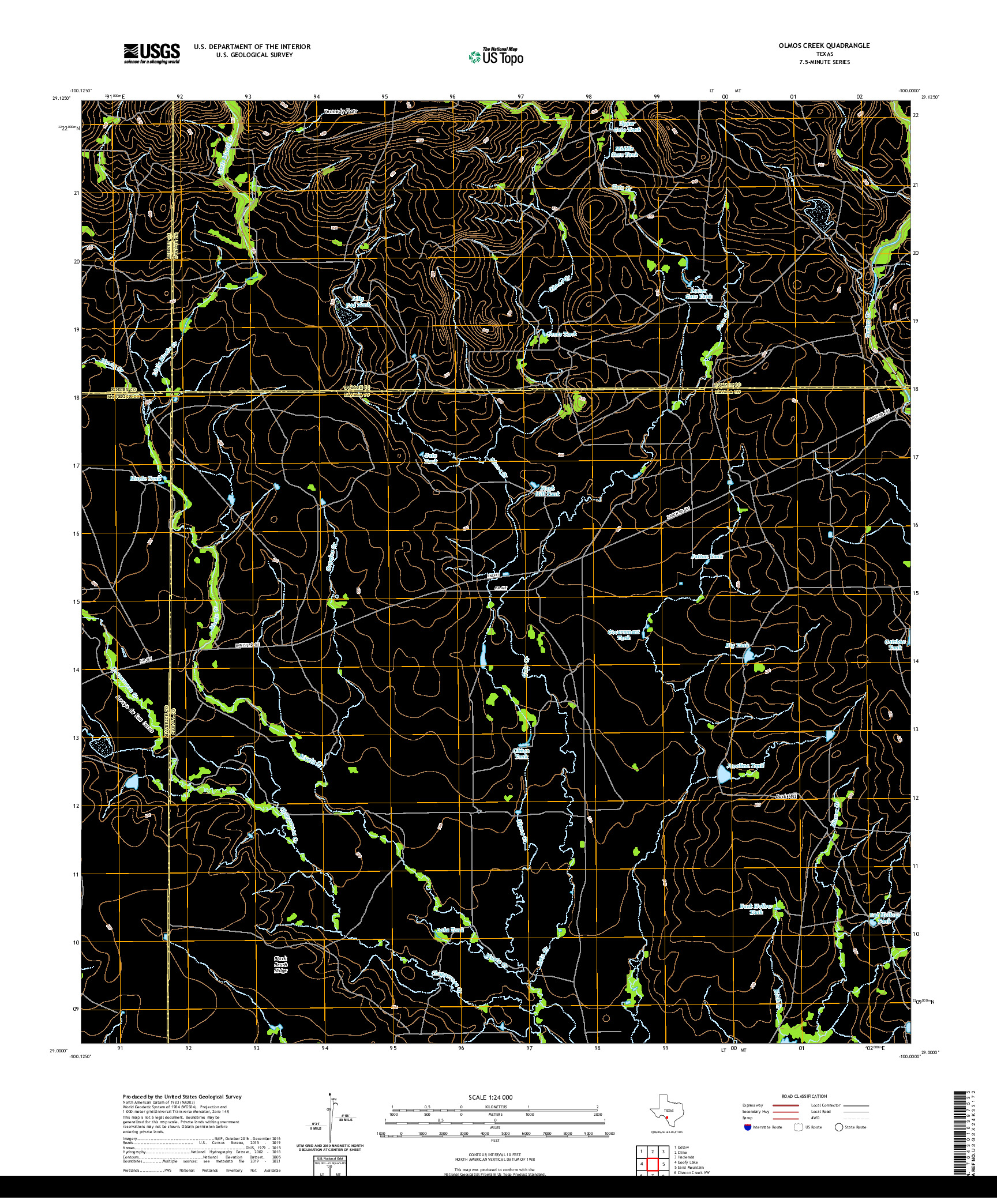 US TOPO 7.5-MINUTE MAP FOR OLMOS CREEK, TX