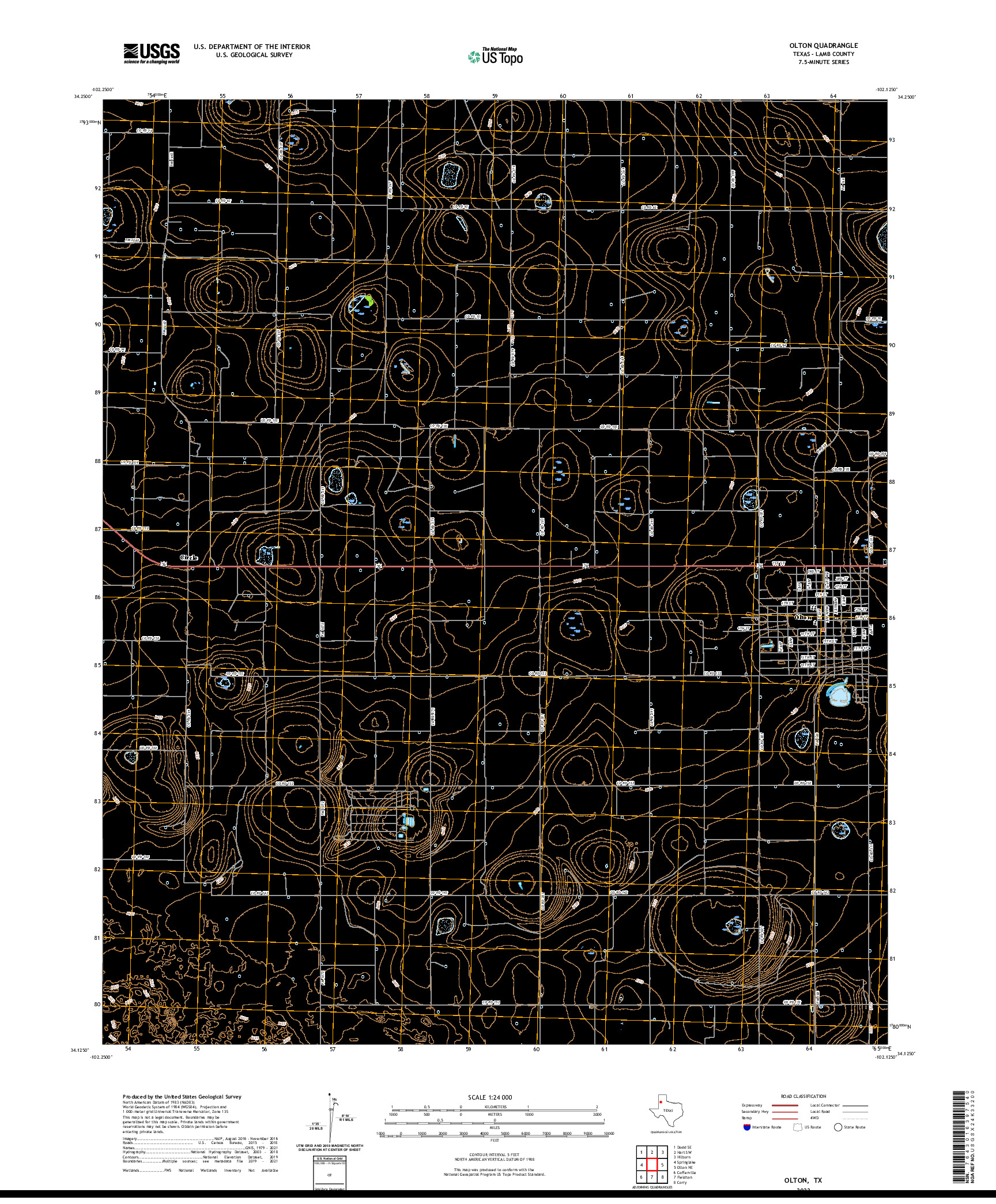 US TOPO 7.5-MINUTE MAP FOR OLTON, TX