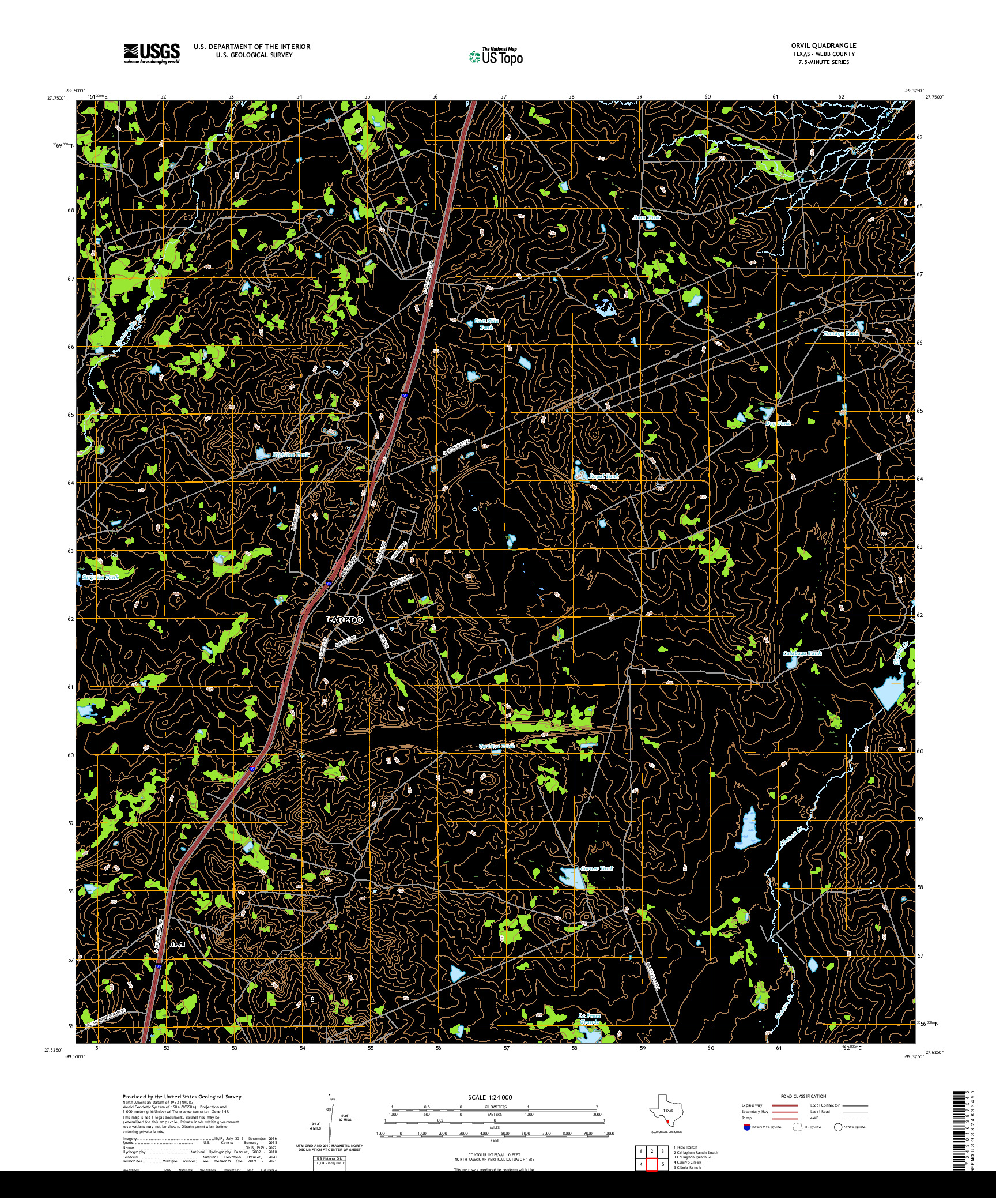 US TOPO 7.5-MINUTE MAP FOR ORVIL, TX