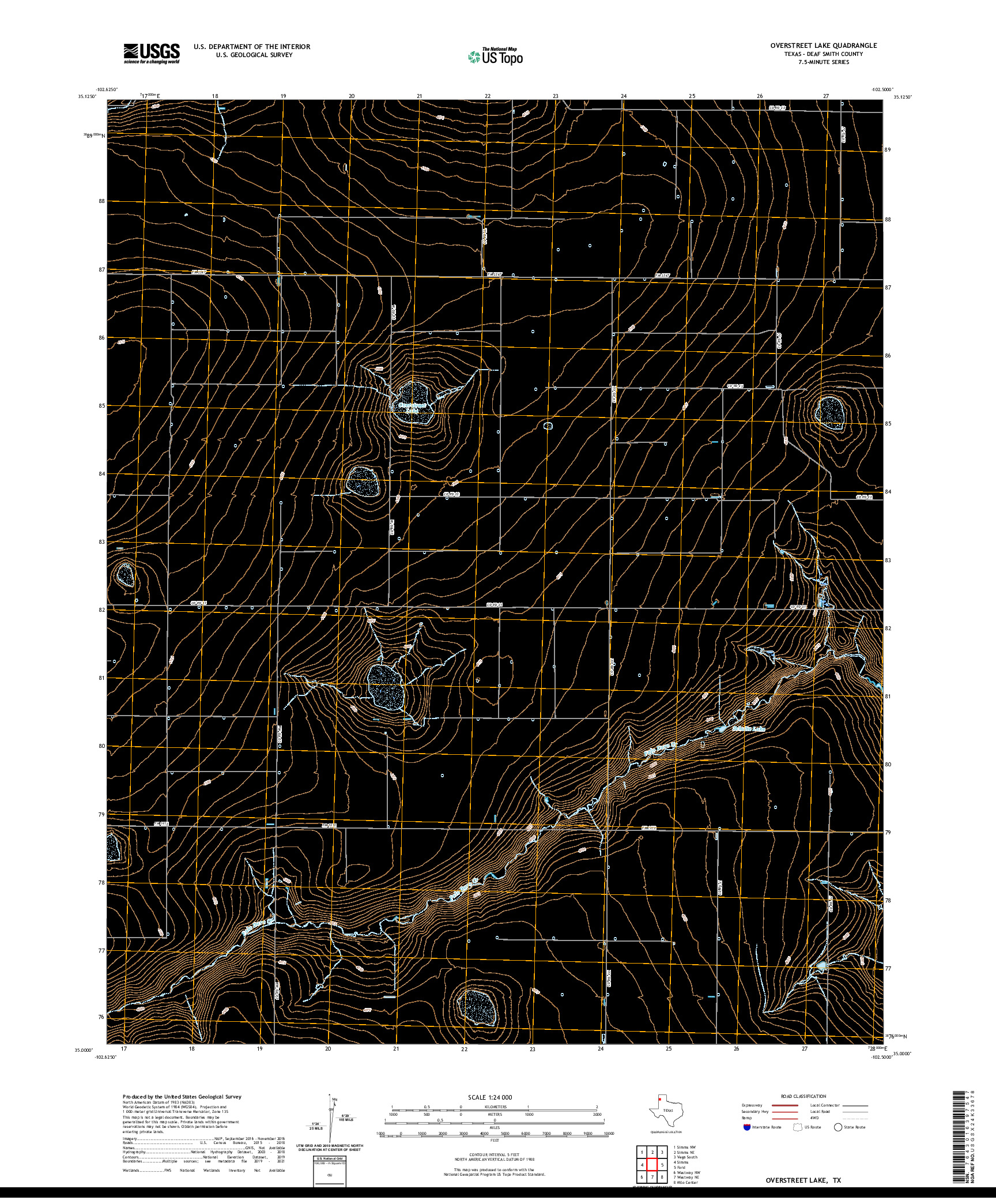 US TOPO 7.5-MINUTE MAP FOR OVERSTREET LAKE, TX