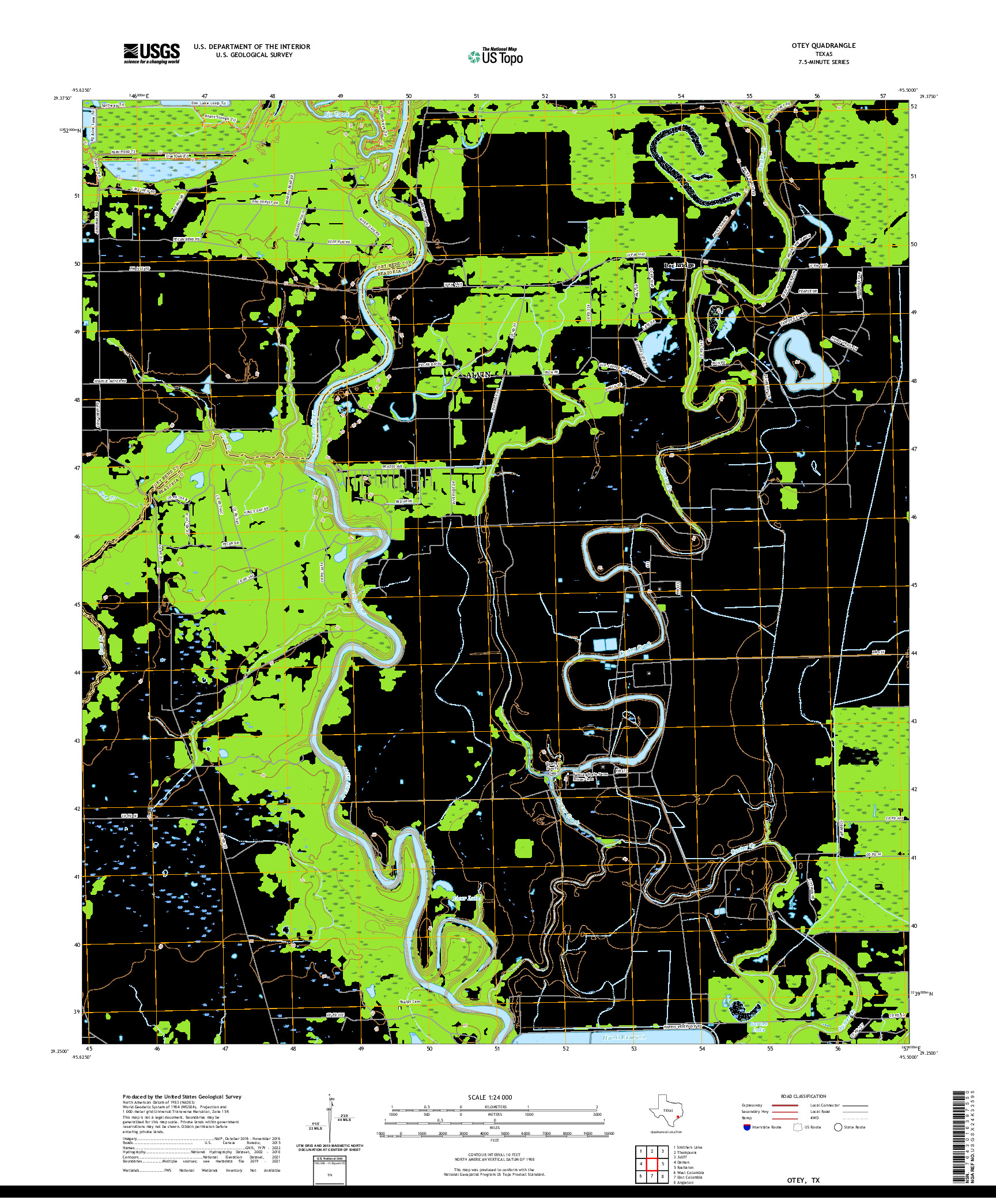 US TOPO 7.5-MINUTE MAP FOR OTEY, TX