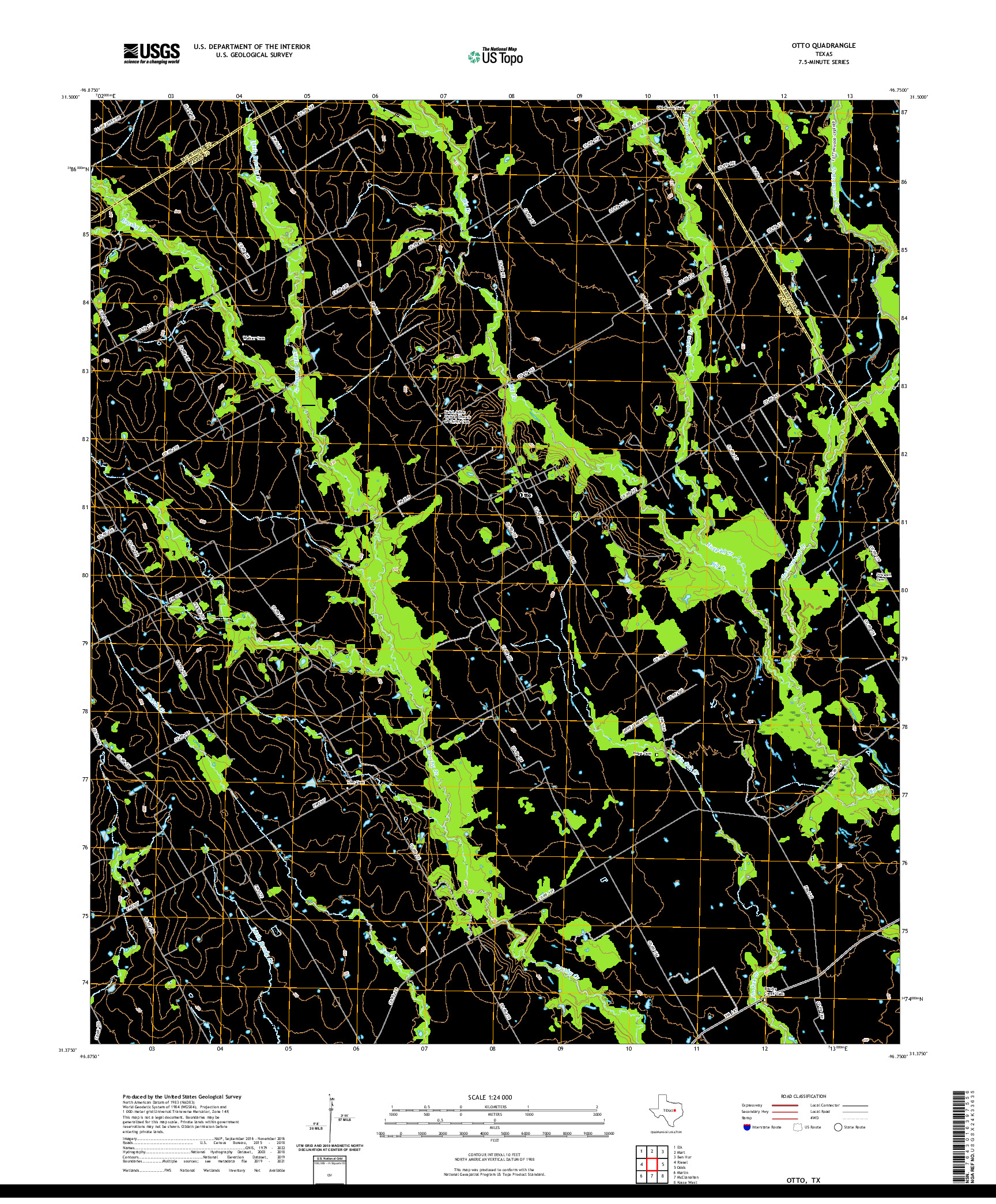 US TOPO 7.5-MINUTE MAP FOR OTTO, TX