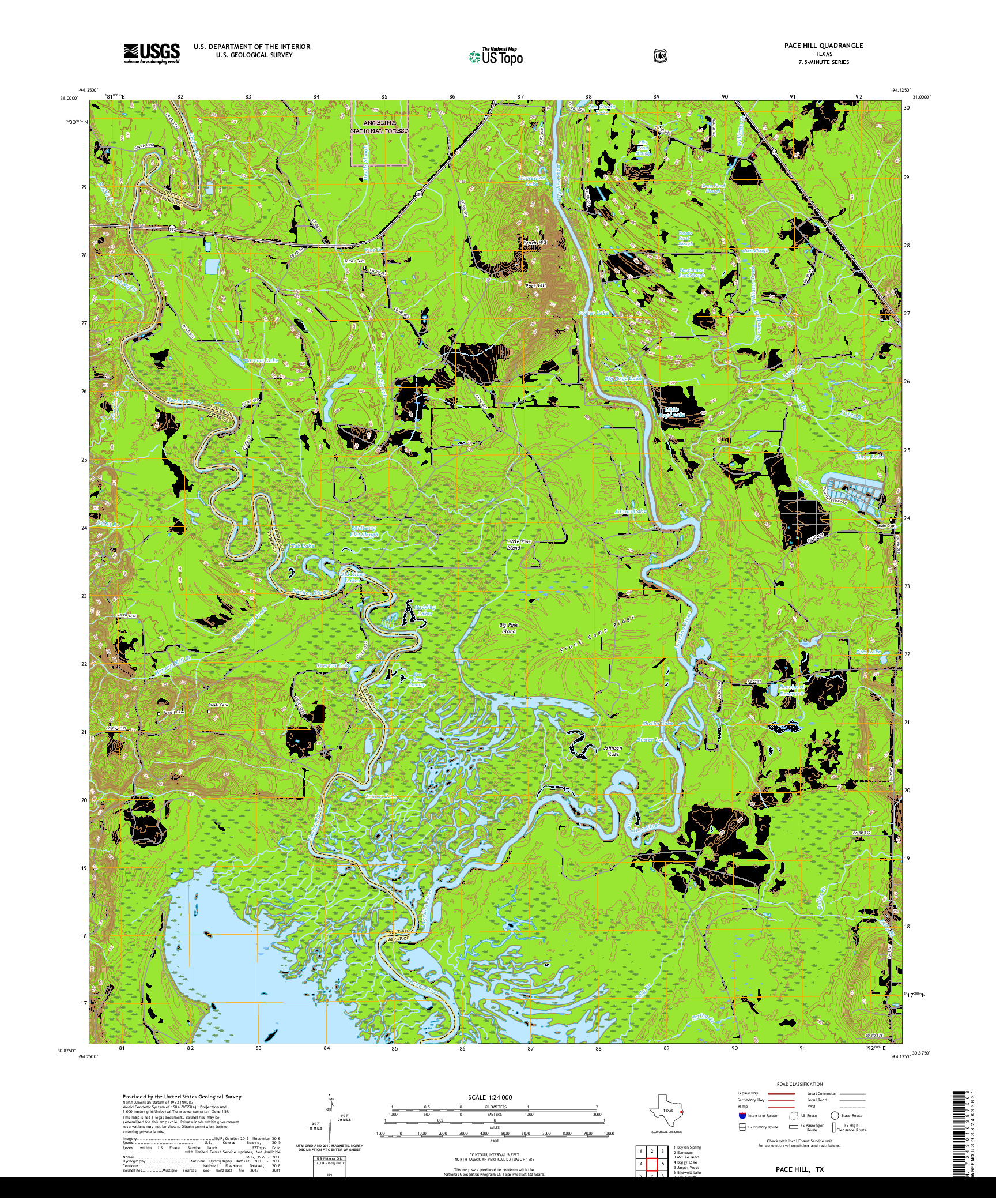 US TOPO 7.5-MINUTE MAP FOR PACE HILL, TX