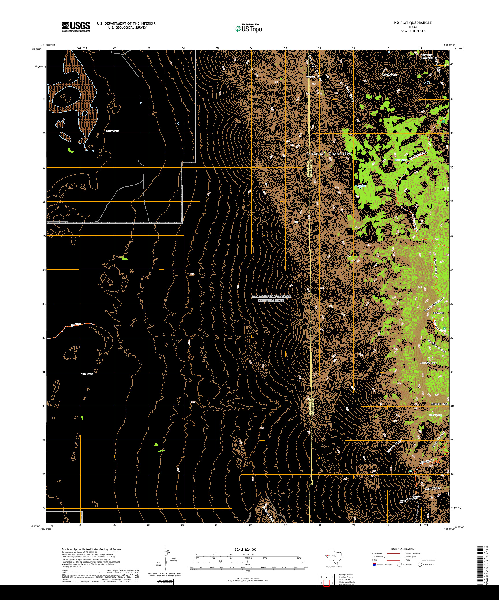 US TOPO 7.5-MINUTE MAP FOR P X FLAT, TX
