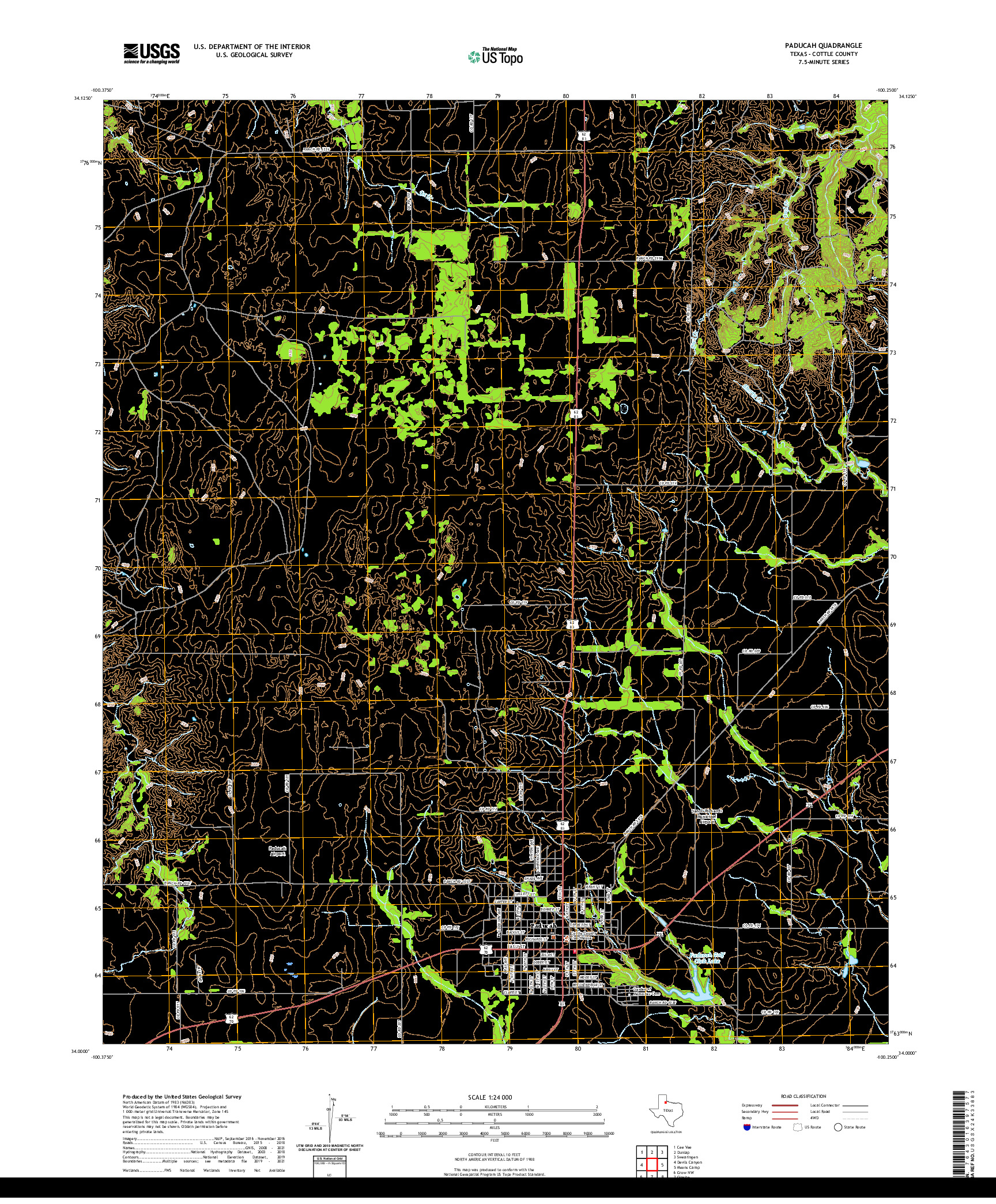 US TOPO 7.5-MINUTE MAP FOR PADUCAH, TX