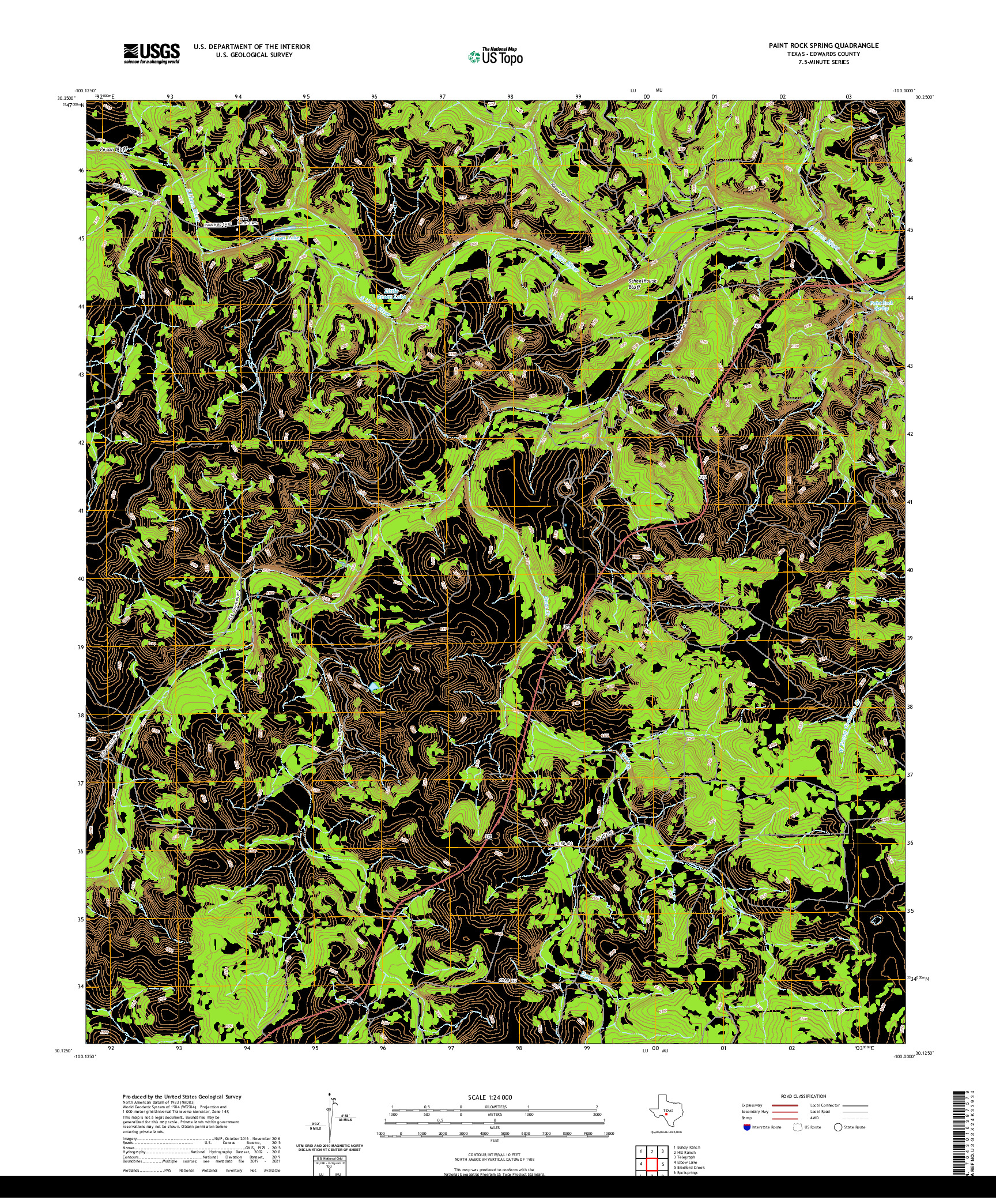 US TOPO 7.5-MINUTE MAP FOR PAINT ROCK SPRING, TX