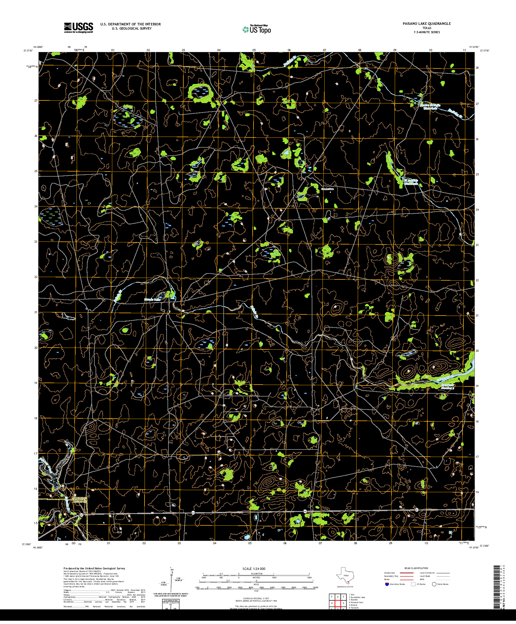 US TOPO 7.5-MINUTE MAP FOR PAISANO LAKE, TX