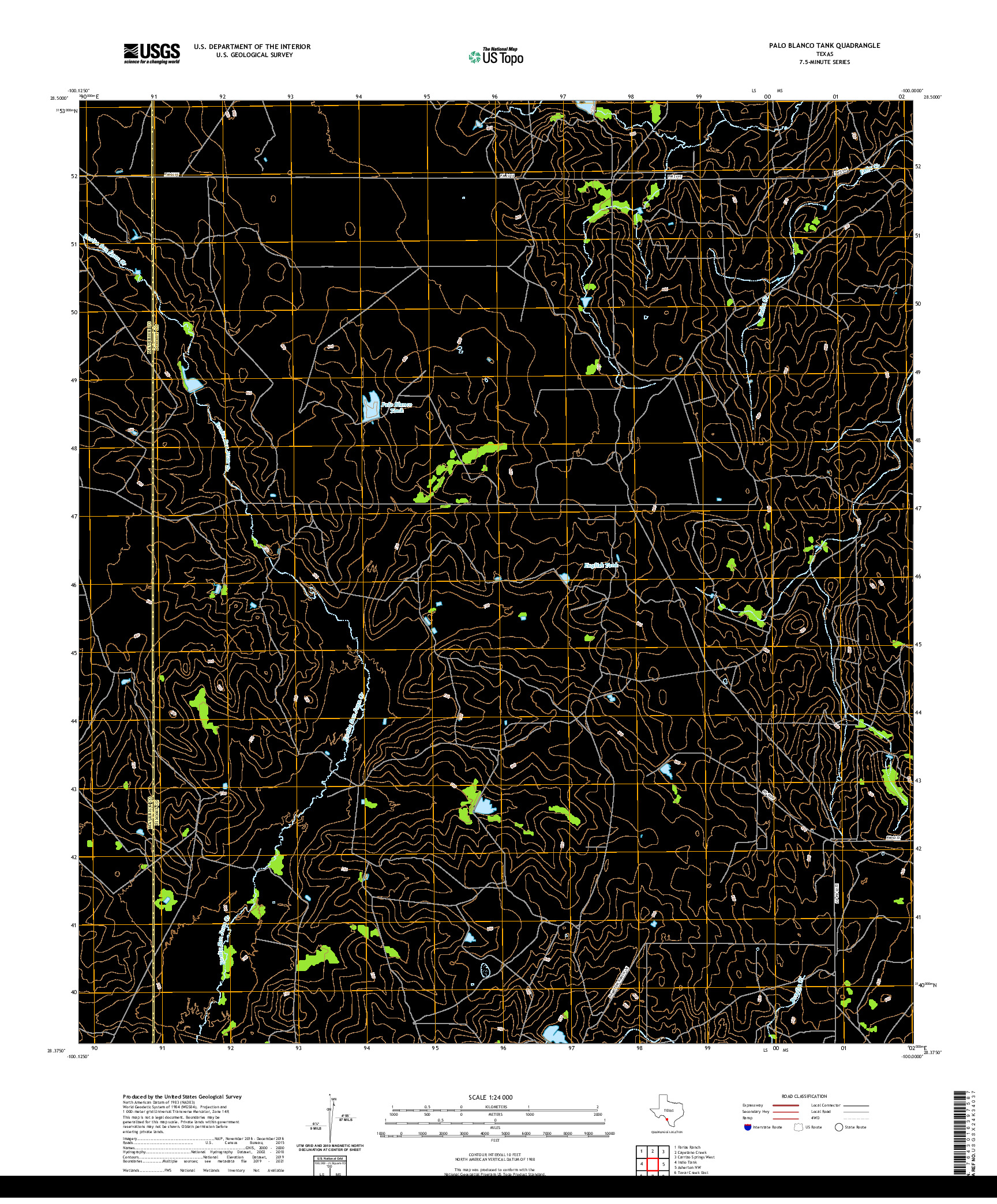 US TOPO 7.5-MINUTE MAP FOR PALO BLANCO TANK, TX