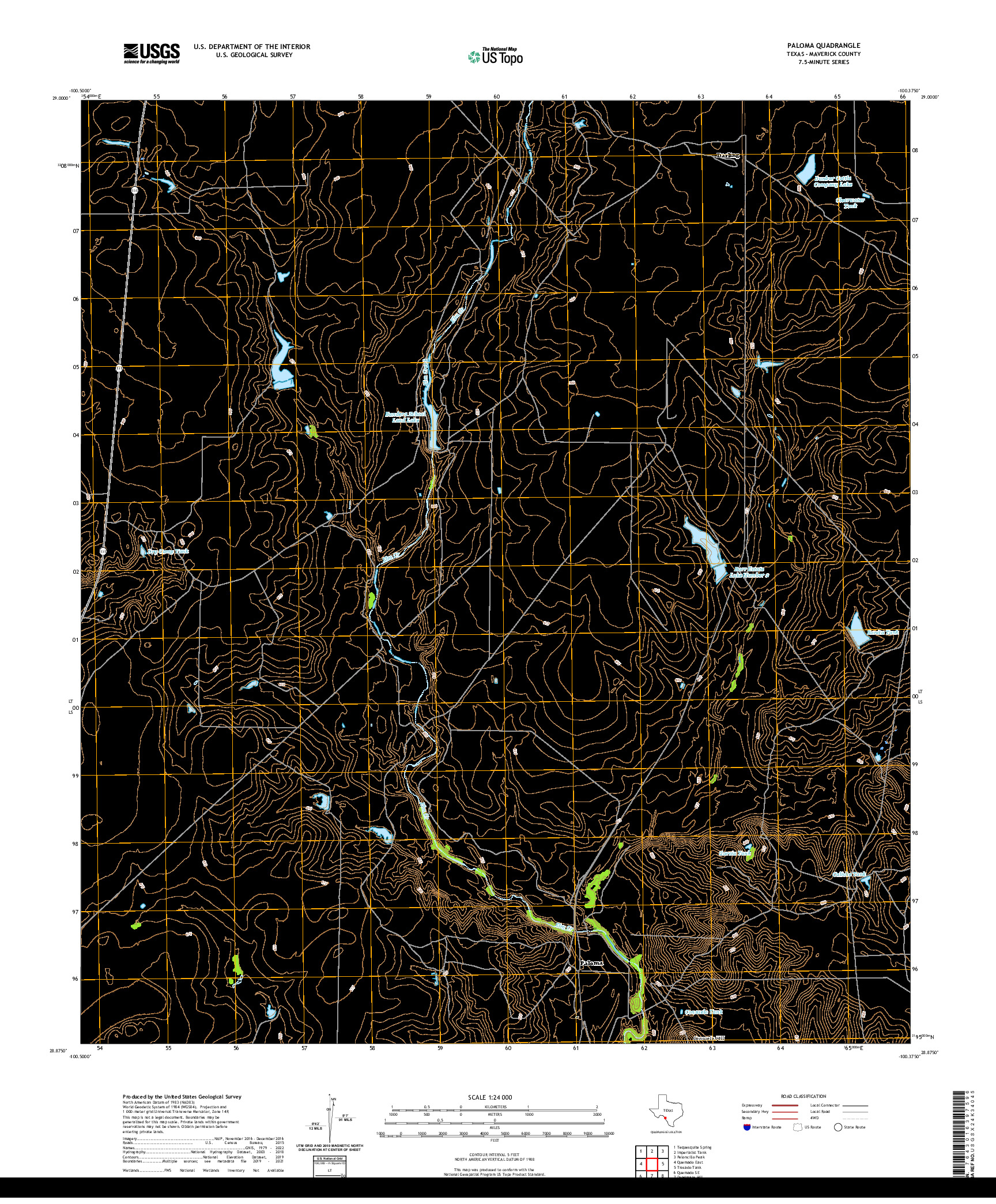 US TOPO 7.5-MINUTE MAP FOR PALOMA, TX