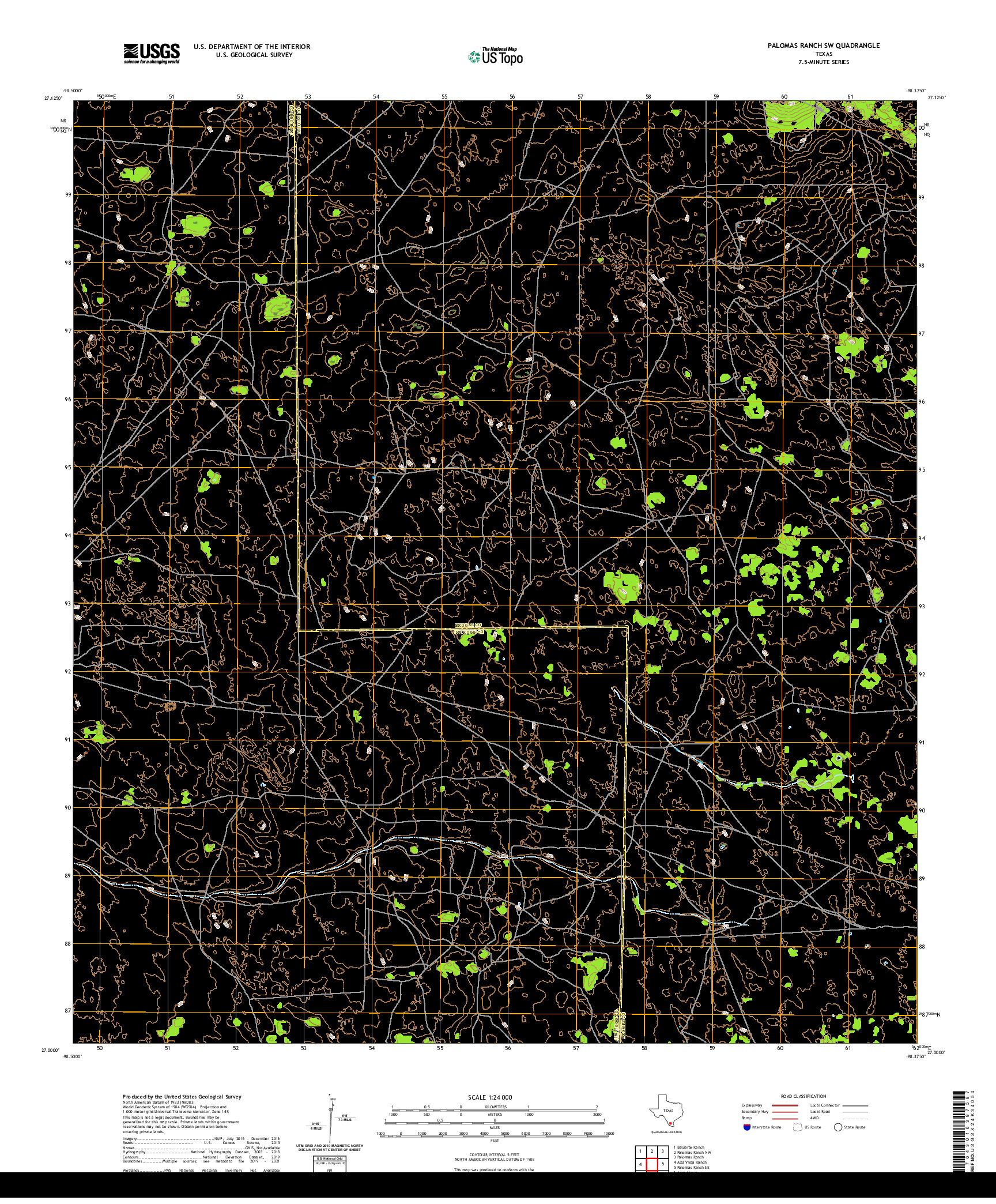 US TOPO 7.5-MINUTE MAP FOR PALOMAS RANCH SW, TX