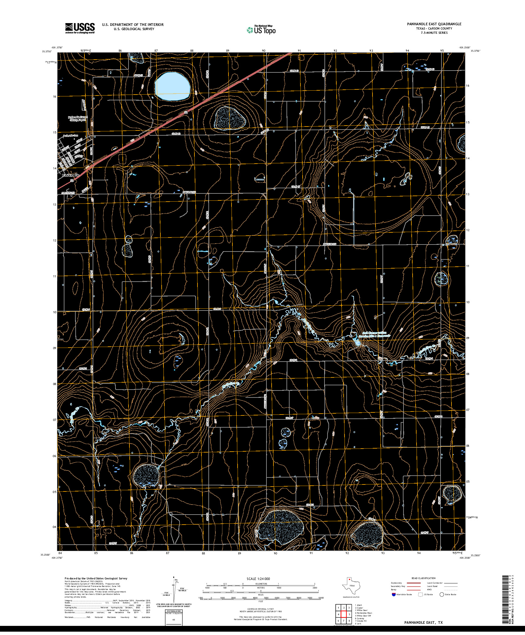 US TOPO 7.5-MINUTE MAP FOR PANHANDLE EAST, TX