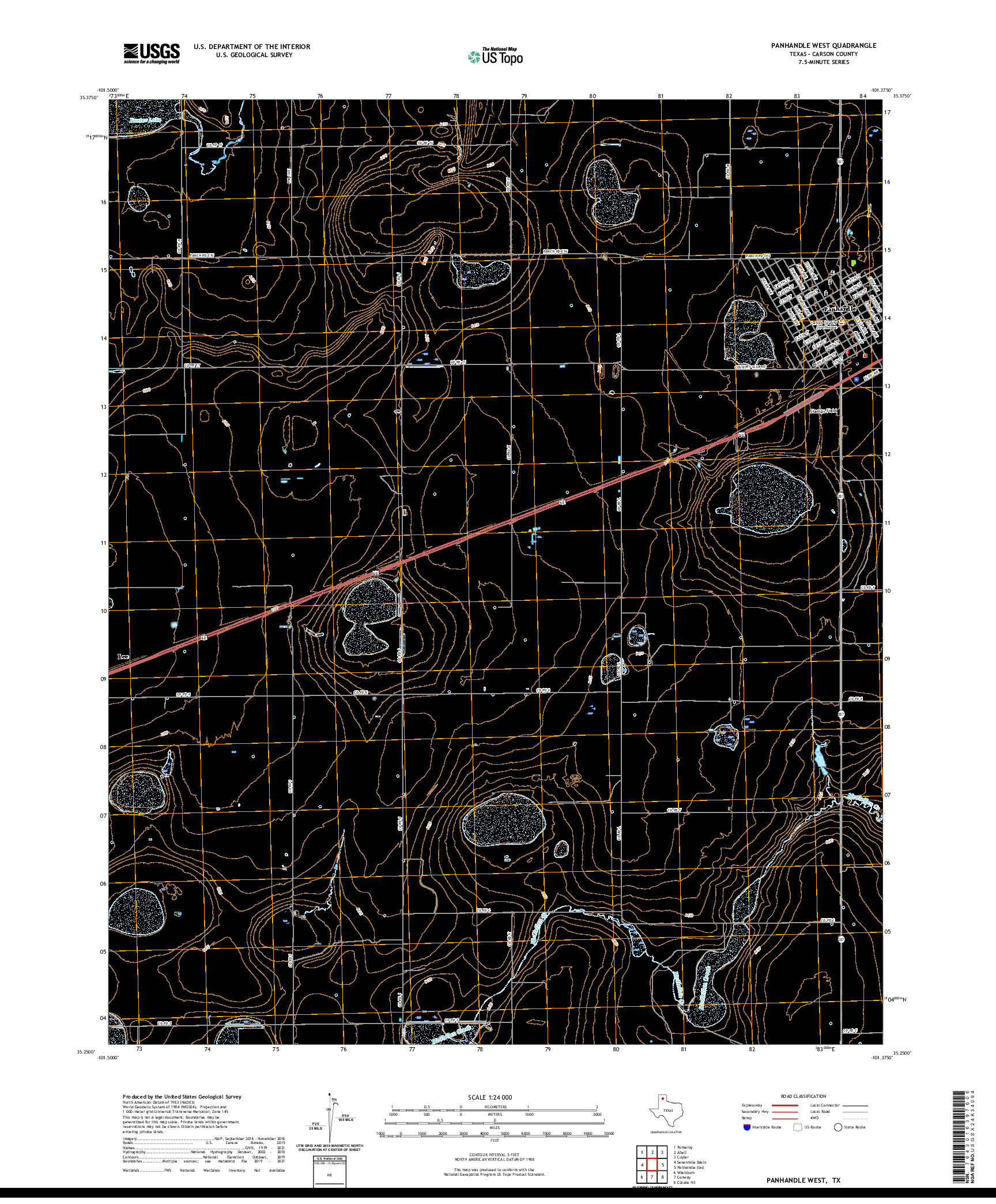 US TOPO 7.5-MINUTE MAP FOR PANHANDLE WEST, TX