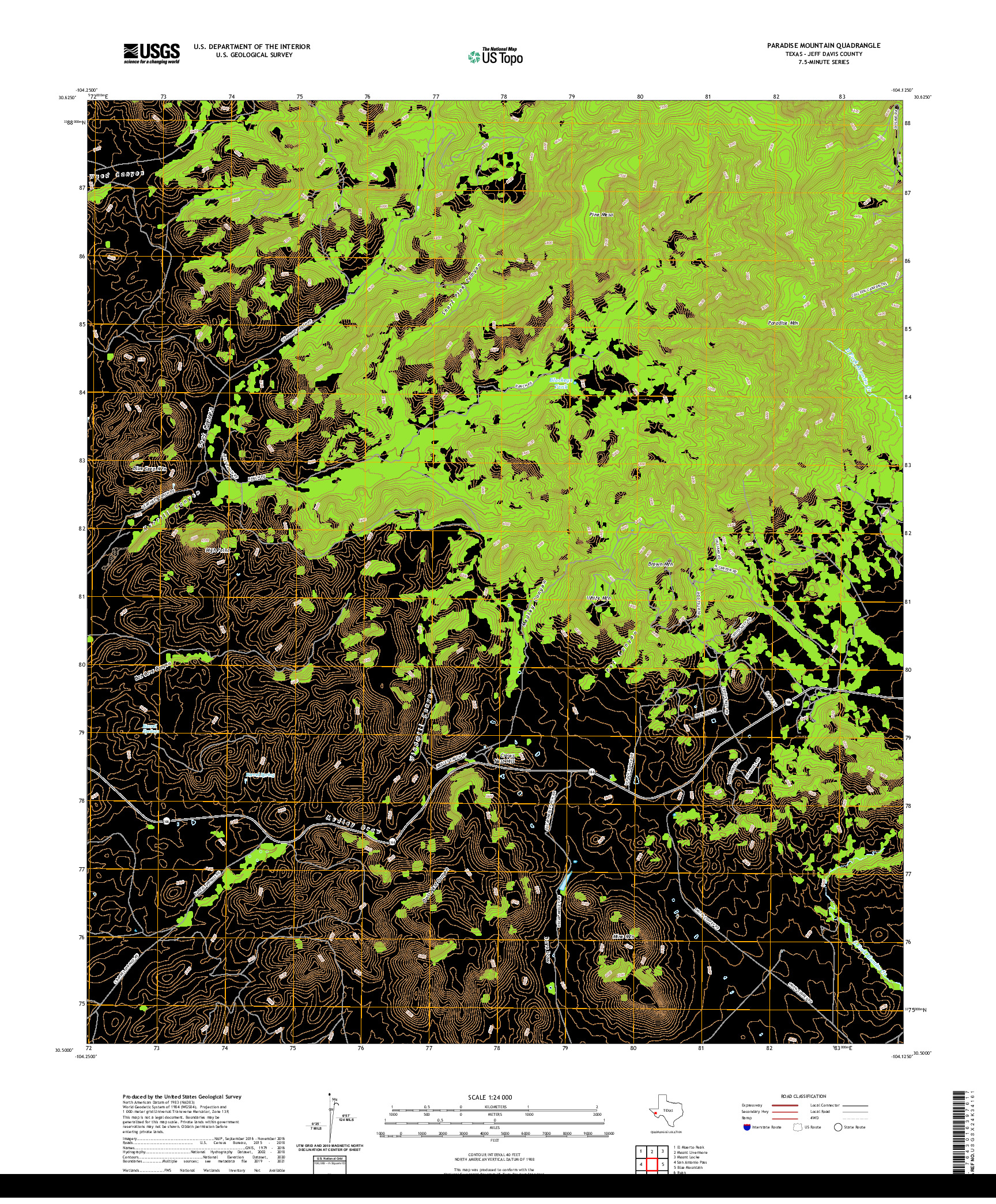 US TOPO 7.5-MINUTE MAP FOR PARADISE MOUNTAIN, TX