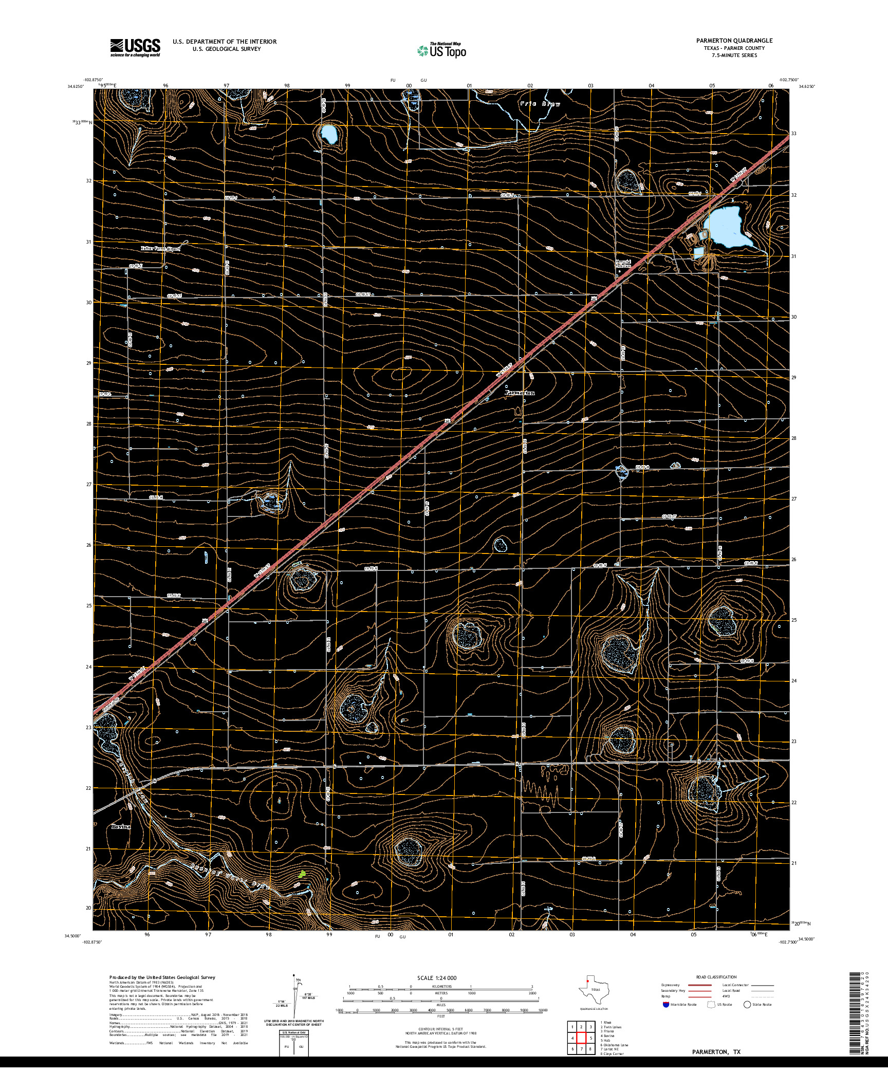 US TOPO 7.5-MINUTE MAP FOR PARMERTON, TX