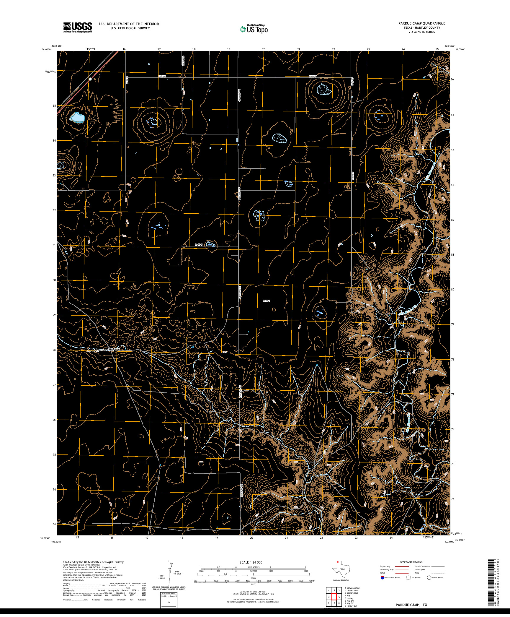 US TOPO 7.5-MINUTE MAP FOR PARDUE CAMP, TX