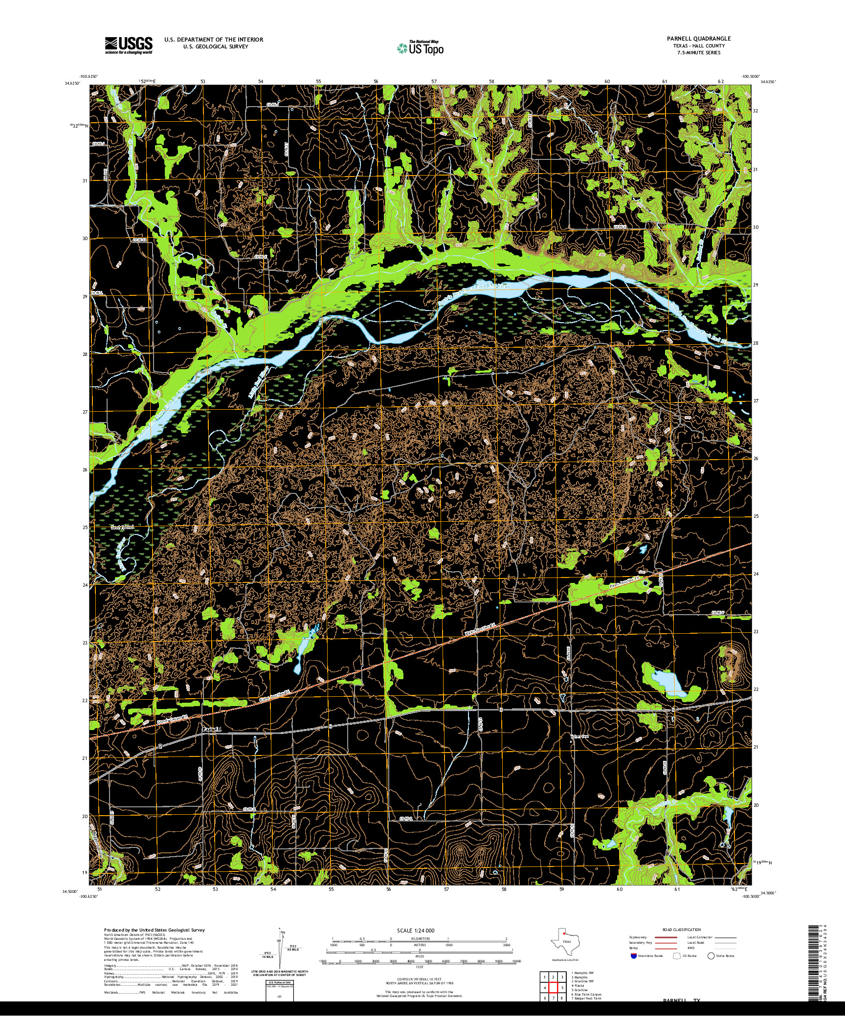 US TOPO 7.5-MINUTE MAP FOR PARNELL, TX