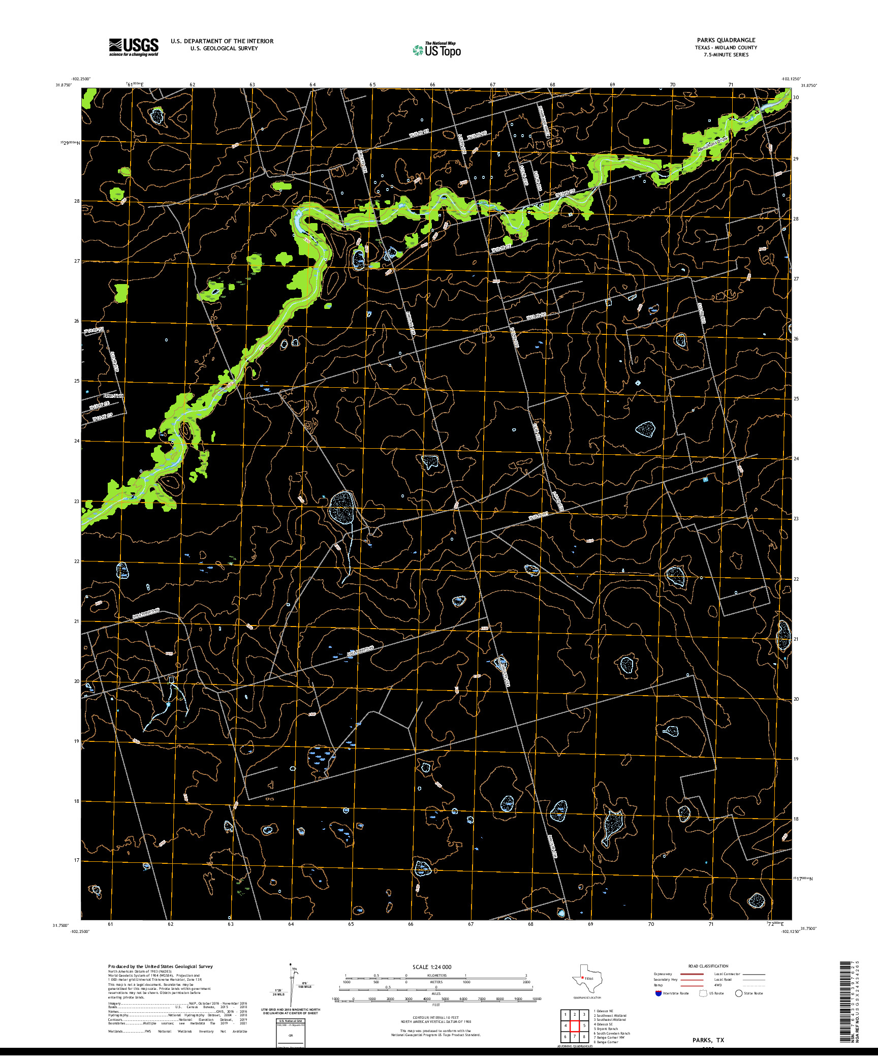 US TOPO 7.5-MINUTE MAP FOR PARKS, TX